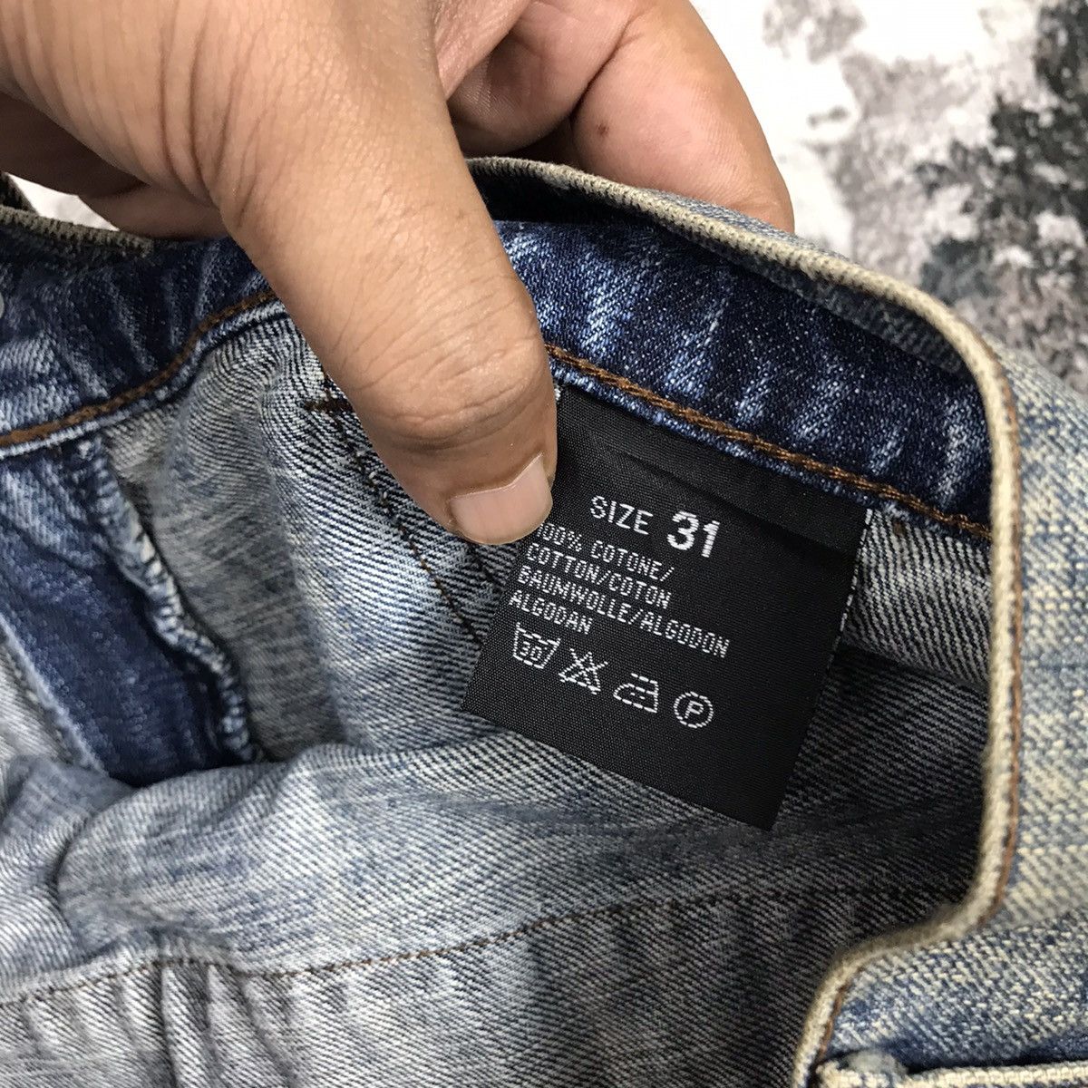 Japanese Brand × Vintage Vintage Japanese Bush Pants Dirty Wash Designs Denim Jeans Size US 33 - 16 Thumbnail