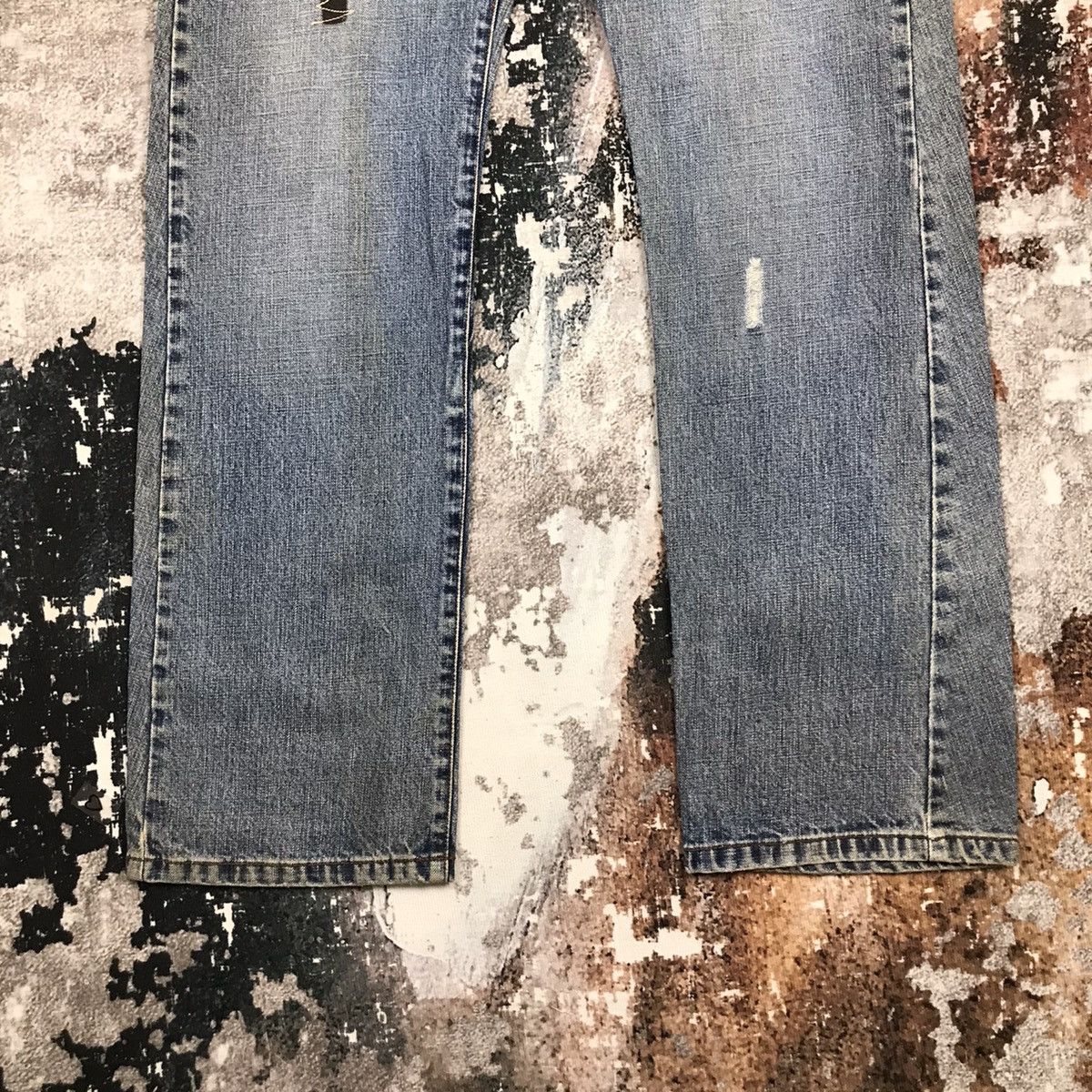 Japanese Brand × Vintage Vintage Japanese Bush Pants Dirty Wash Designs Denim Jeans Size US 33 - 6 Thumbnail