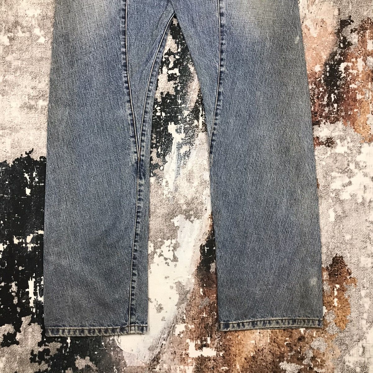 Japanese Brand × Vintage Vintage Japanese Bush Pants Dirty Wash Designs Denim Jeans Size US 33 - 12 Thumbnail