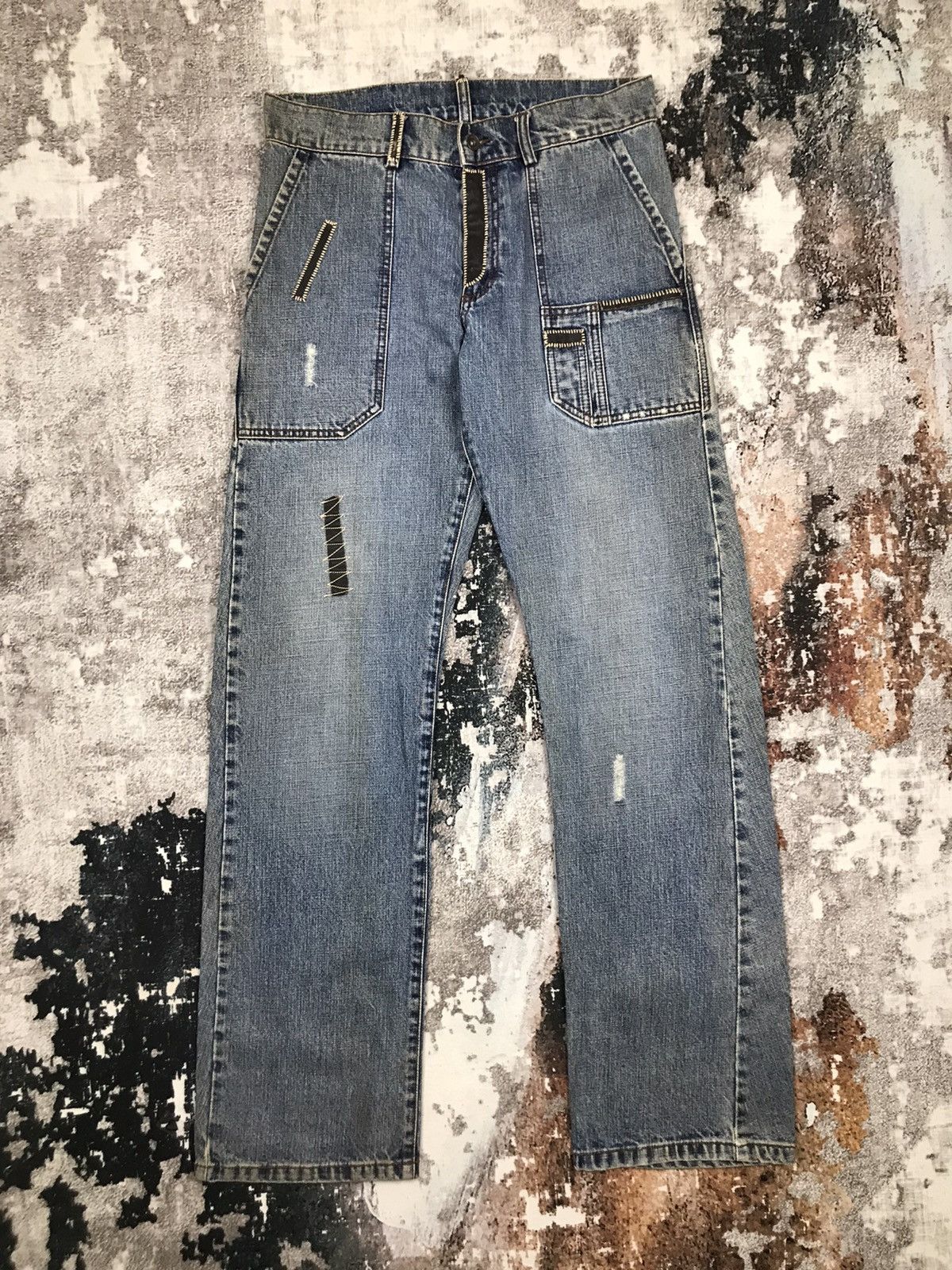 Vintage Japanese Bush Pants Dirty Wash Designs Denim Jeans