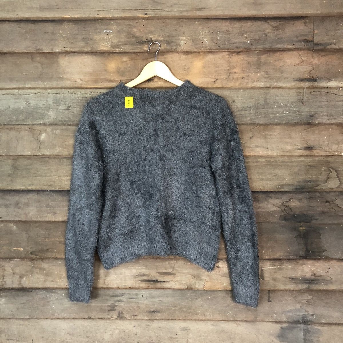 image of Homespun Knitwear x Mink Fur Coat Sevendays Sunday Grey Shag Shaggy Fur Mohair Knitwear B588, Women