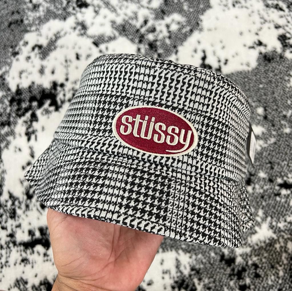 Vintage STUSSY LOLA PLAID KNIT BUCKET HAT M/L Grailed