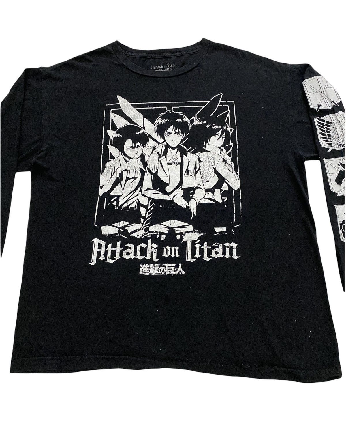 Anime Attack On Titan Japanese Anime Distressed Longsleeve Tees Size US L / EU 52-54 / 3 - 3 Thumbnail