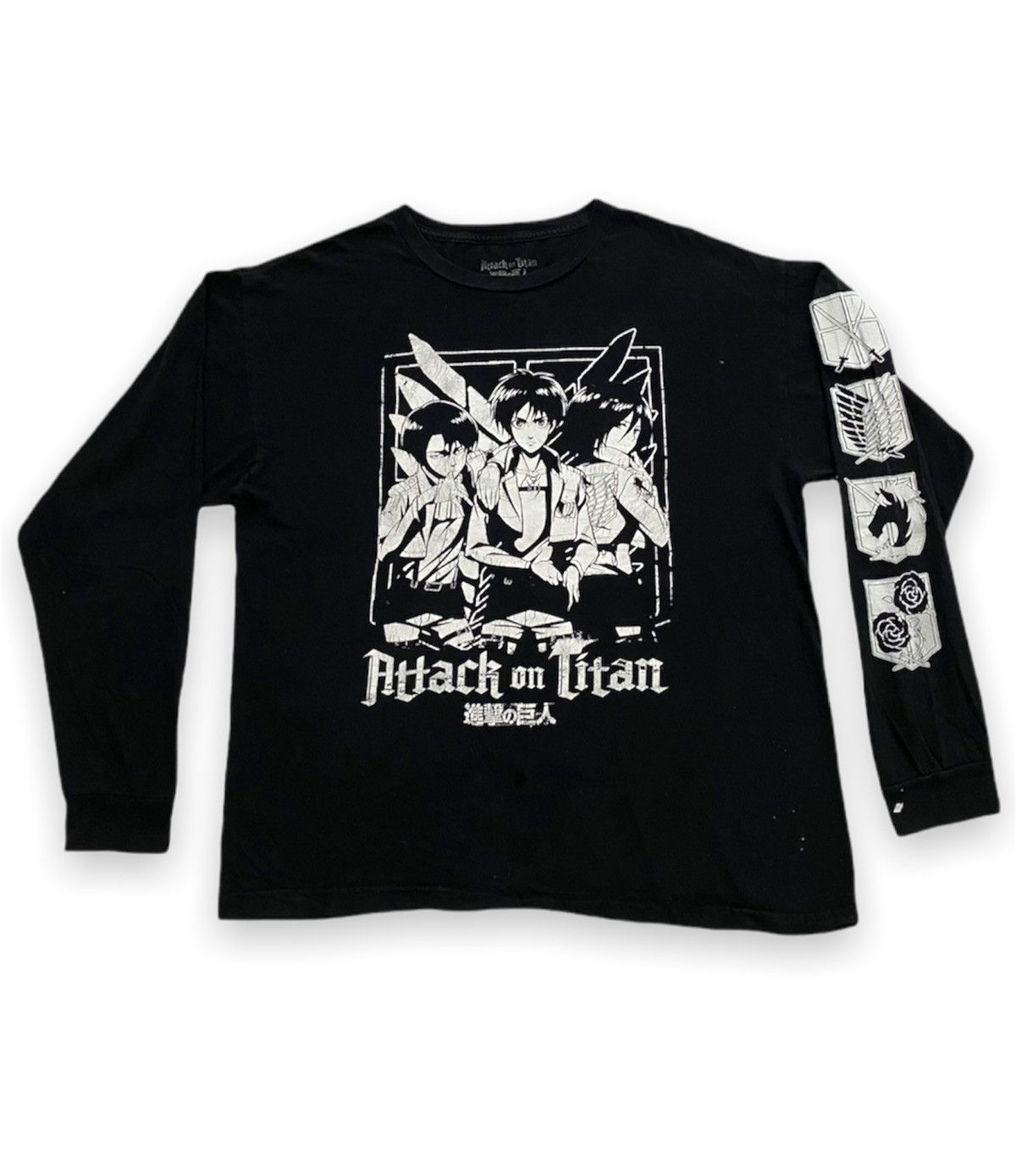 Anime Attack On Titan Japanese Anime Distressed Longsleeve Tees Size US L / EU 52-54 / 3 - 1 Thumbnail