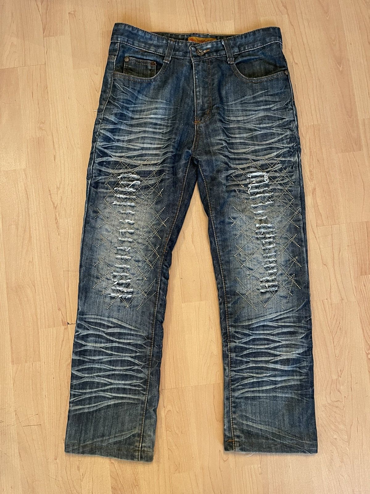 Japanese Brand × Vintage Xinshidainanhai Japanese denim faded avant garde Y2K jeans Size US 31 - 1 Thumbnail
