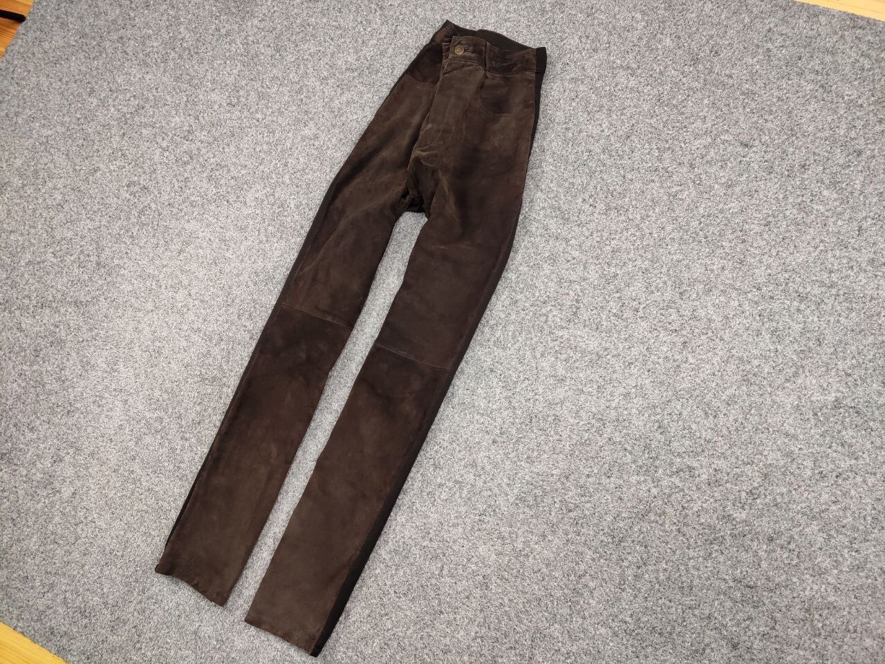Vintage Vintage Combined women's leather trousers dark brown Pants Size 32" / US 10 / IT 46 - 3 Thumbnail