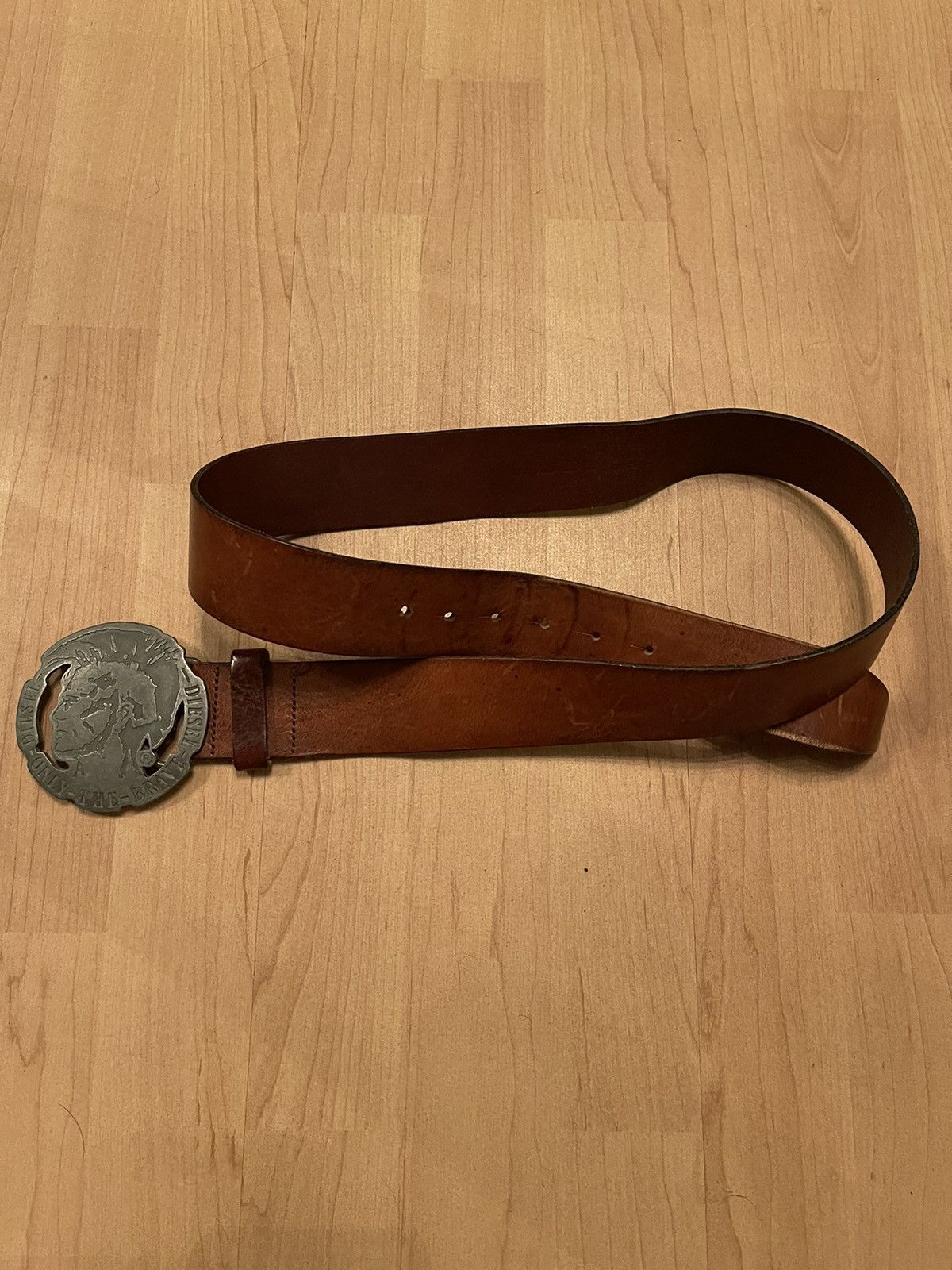Diesel × Vintage Diesel vintage Y2K punk logo leather belt 109x4,2 cm Size 34 - 1 Thumbnail