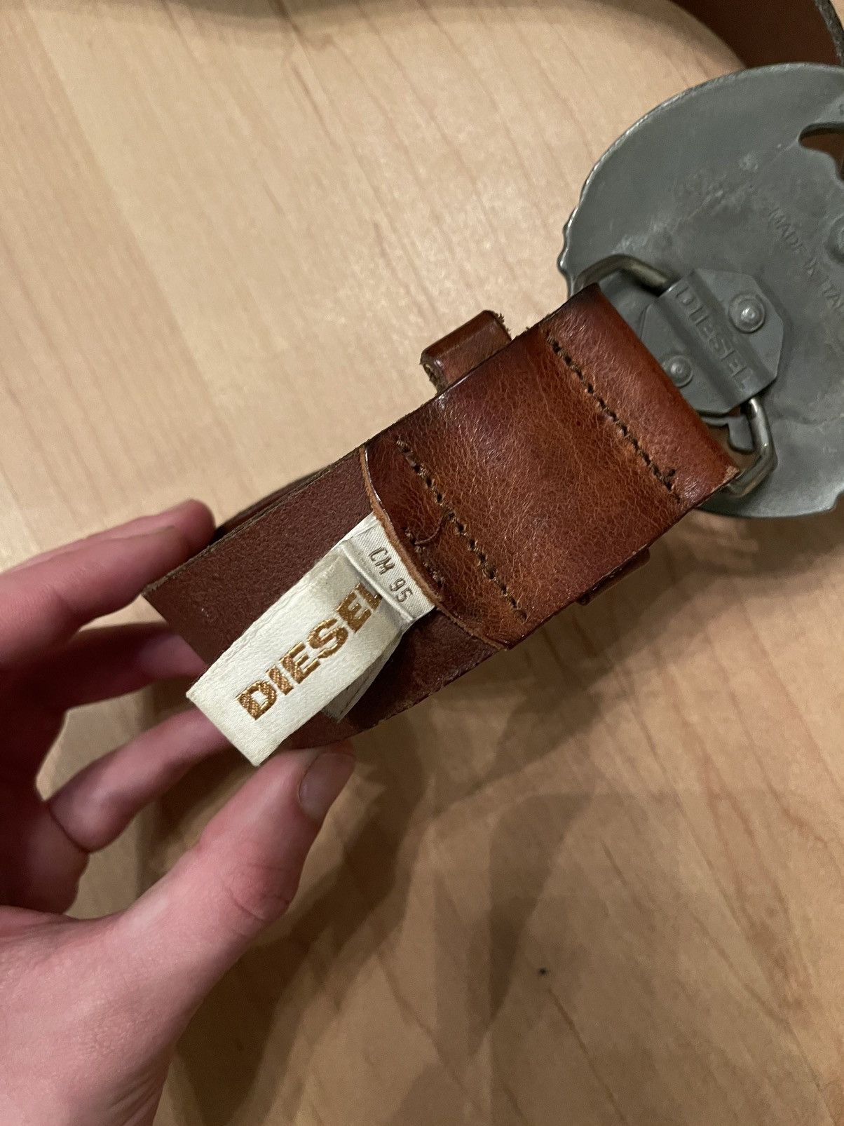 Diesel × Vintage Diesel vintage Y2K punk logo leather belt 109x4,2 cm Size 34 - 6 Thumbnail