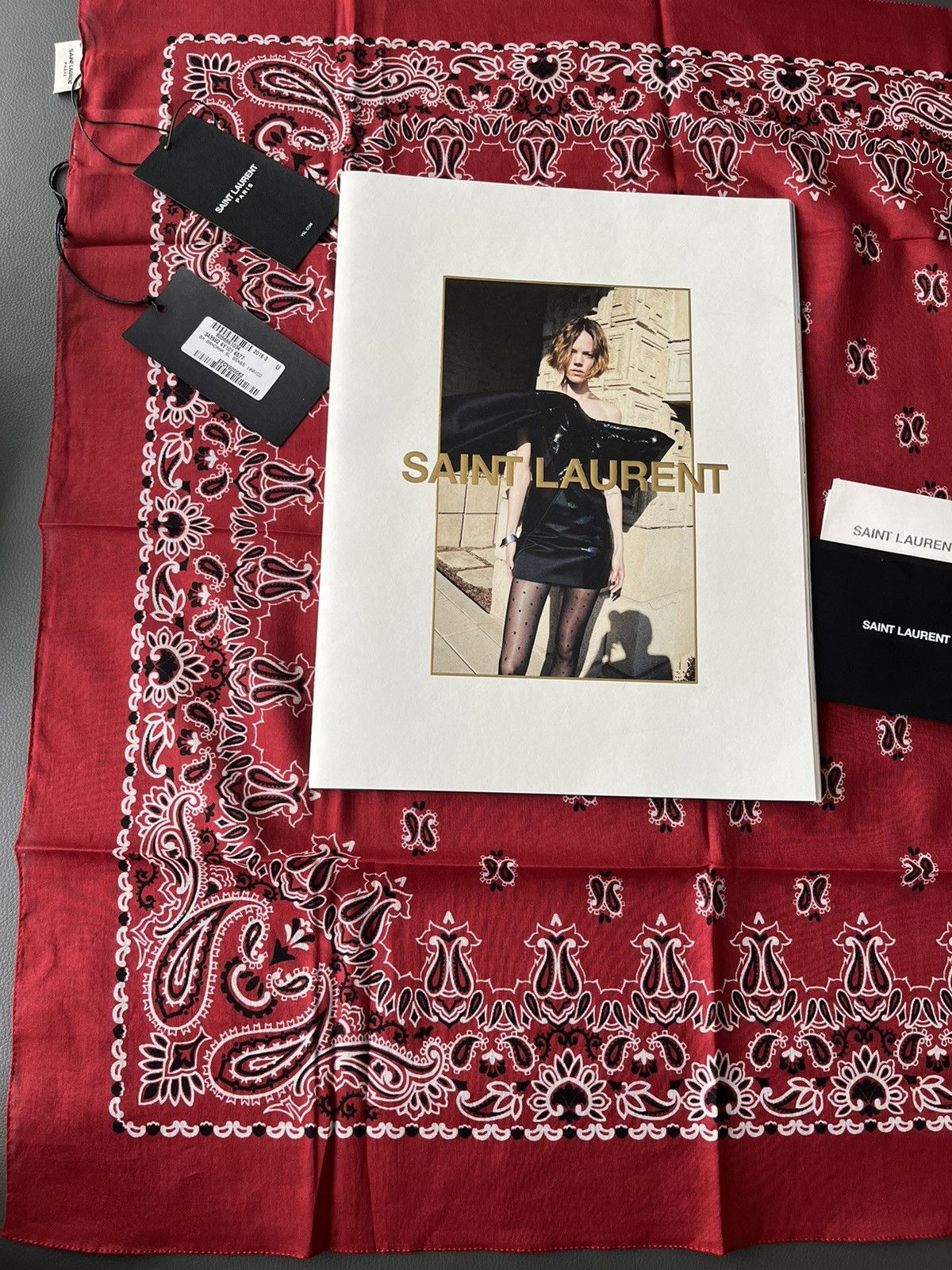 Hedi Slimane × Saint Laurent Paris × Yves Saint Laurent Super Rare Saint Laurent by Hedi Scarf Brand New Size ONE SIZE - 20 Thumbnail