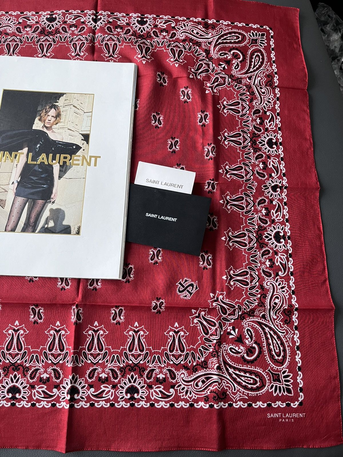 Hedi Slimane × Saint Laurent Paris × Yves Saint Laurent Super Rare Saint Laurent by Hedi Scarf Brand New Size ONE SIZE - 19 Thumbnail