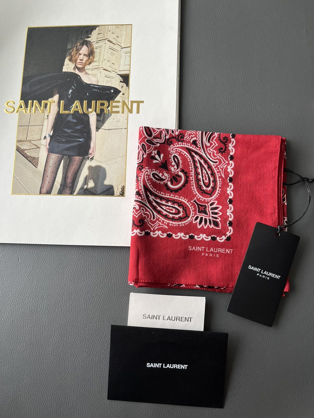 Hedi Slimane × Saint Laurent Paris × Yves Saint Laurent Super Rare Saint Laurent by Hedi Scarf Brand New Size ONE SIZE - 4 Thumbnail