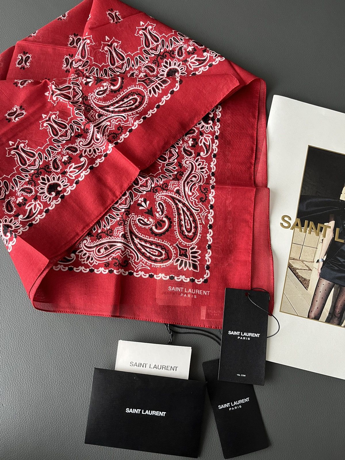Hedi Slimane × Saint Laurent Paris × Yves Saint Laurent Super Rare Saint Laurent by Hedi Scarf Brand New Size ONE SIZE - 7 Thumbnail