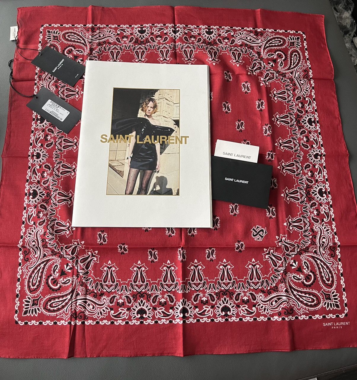 Hedi Slimane × Saint Laurent Paris × Yves Saint Laurent Super Rare Saint Laurent by Hedi Bandanna Scarf Brand New Size ONE SIZE - 18 Thumbnail