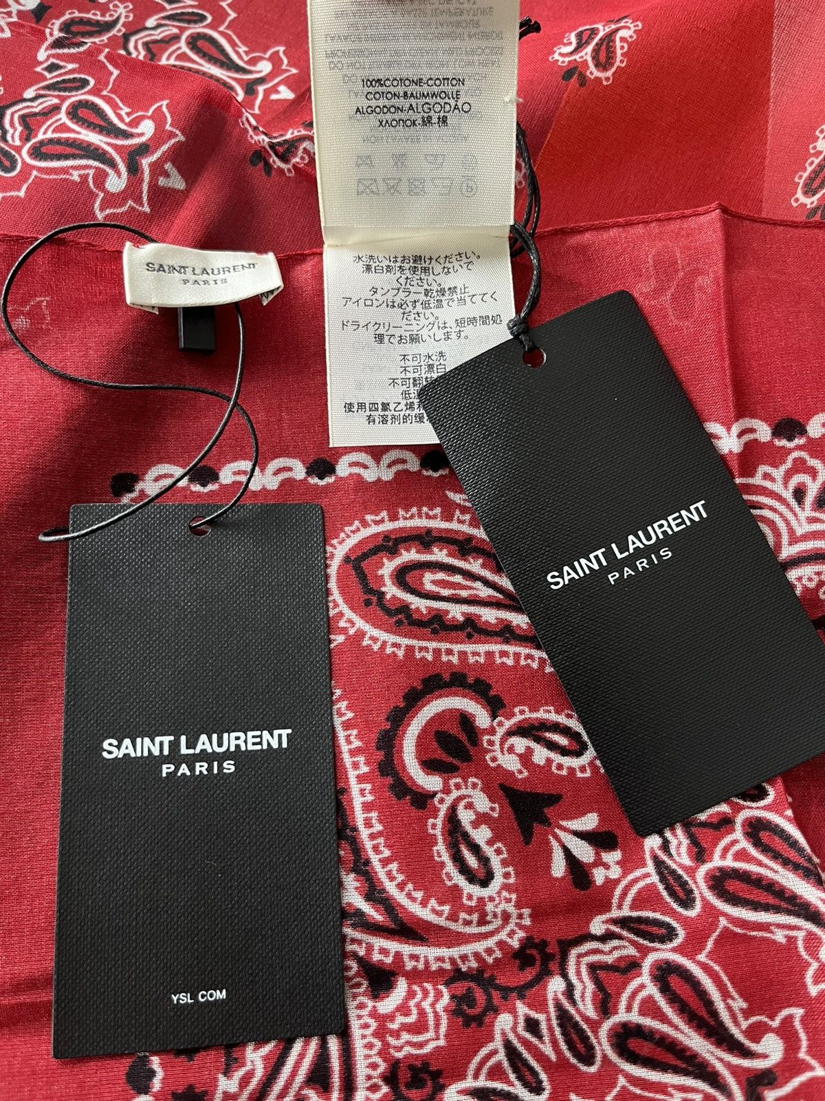 Hedi Slimane × Saint Laurent Paris × Yves Saint Laurent Super Rare Saint Laurent by Hedi Bandanna Scarf Brand New Size ONE SIZE - 6 Thumbnail