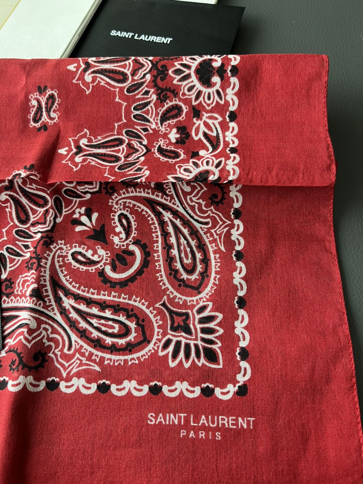 Hedi Slimane × Saint Laurent Paris × Yves Saint Laurent Super Rare Saint Laurent by Hedi Bandanna Scarf Brand New Size ONE SIZE - 15 Thumbnail