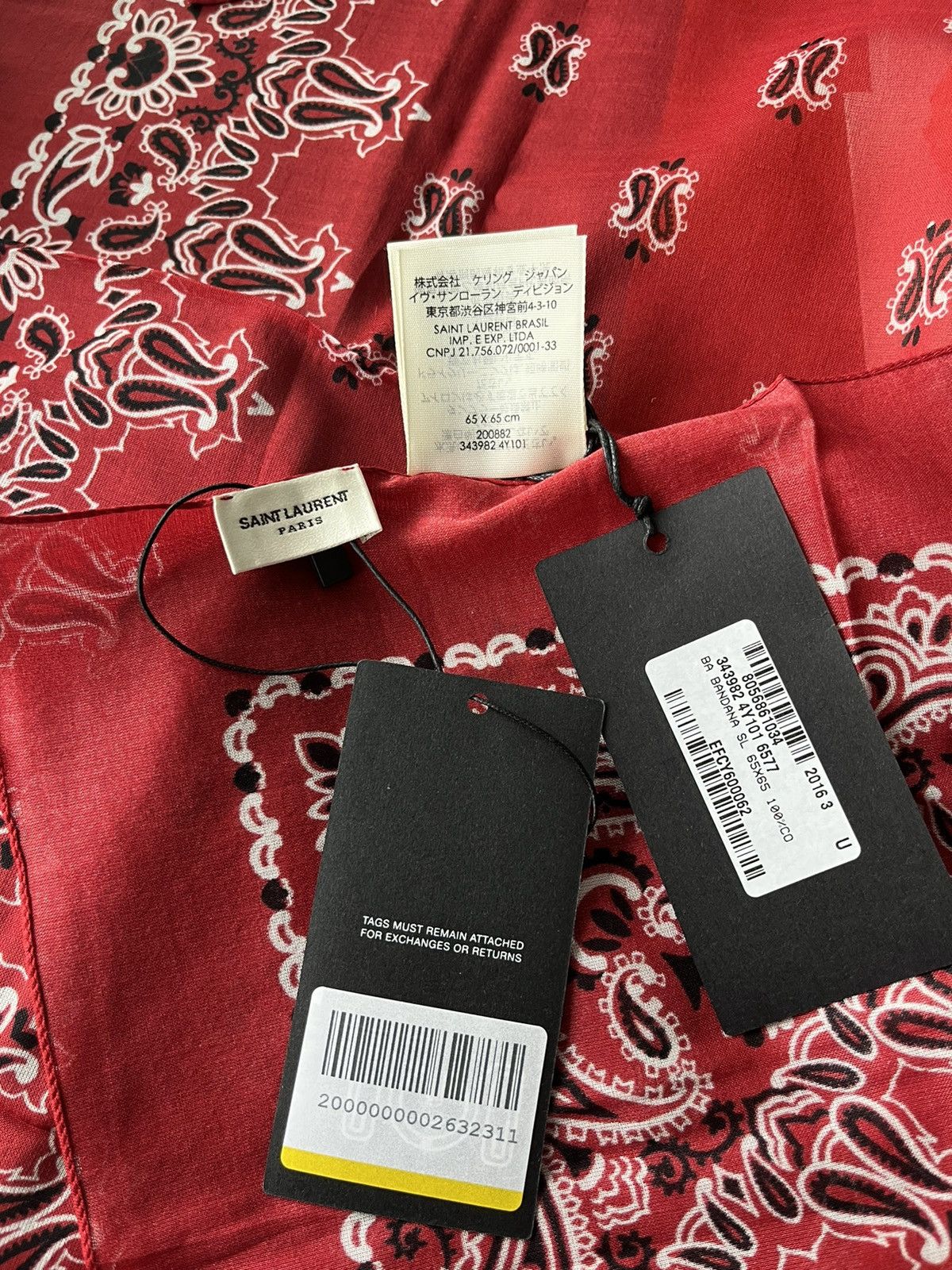 Hedi Slimane × Saint Laurent Paris × Yves Saint Laurent Super Rare Saint Laurent by Hedi Bandanna Scarf Brand New Size ONE SIZE - 10 Thumbnail
