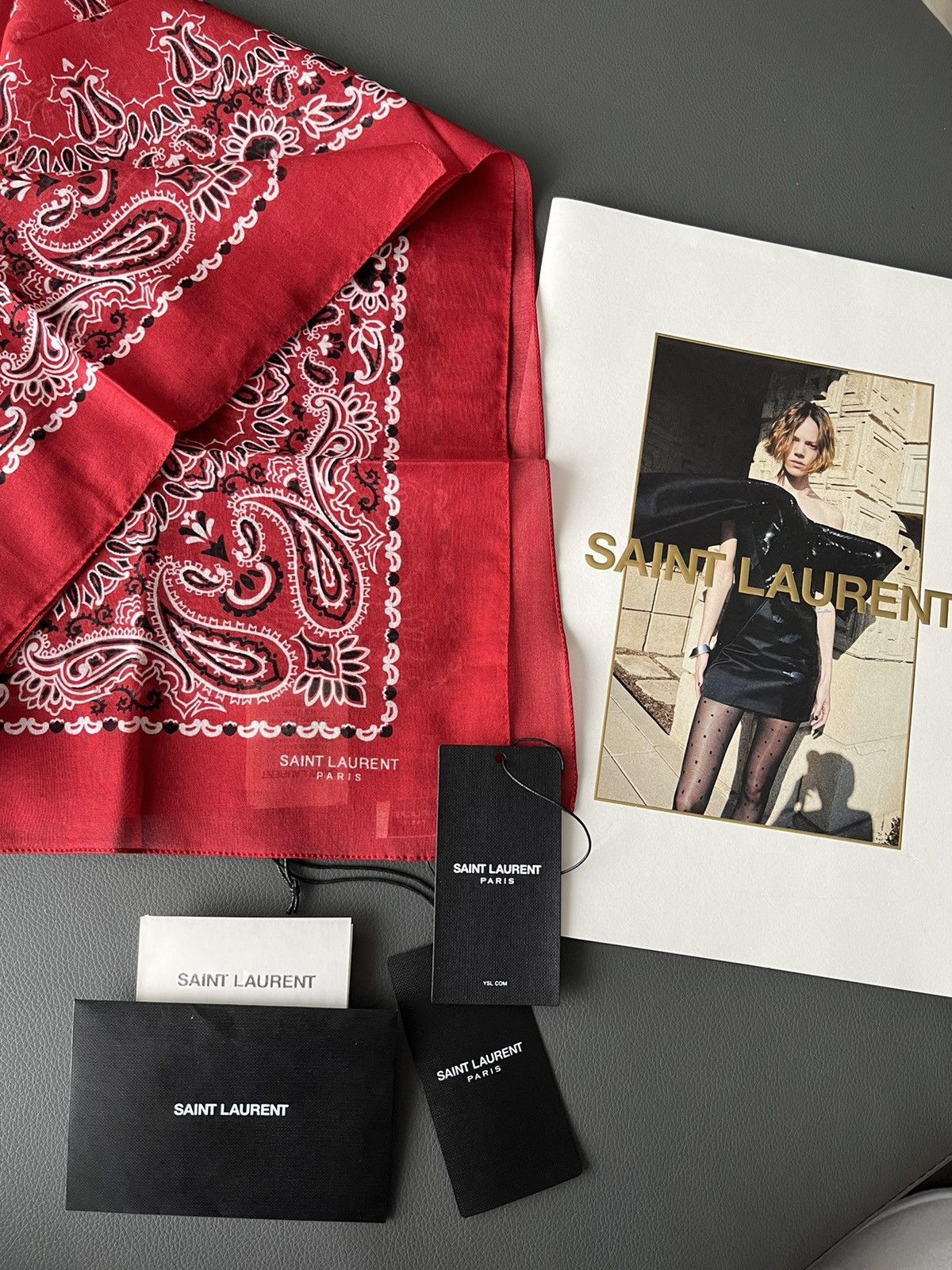 Hedi Slimane × Saint Laurent Paris × Yves Saint Laurent Super Rare Saint Laurent by Hedi Bandanna Scarf Brand New Size ONE SIZE - 3 Thumbnail