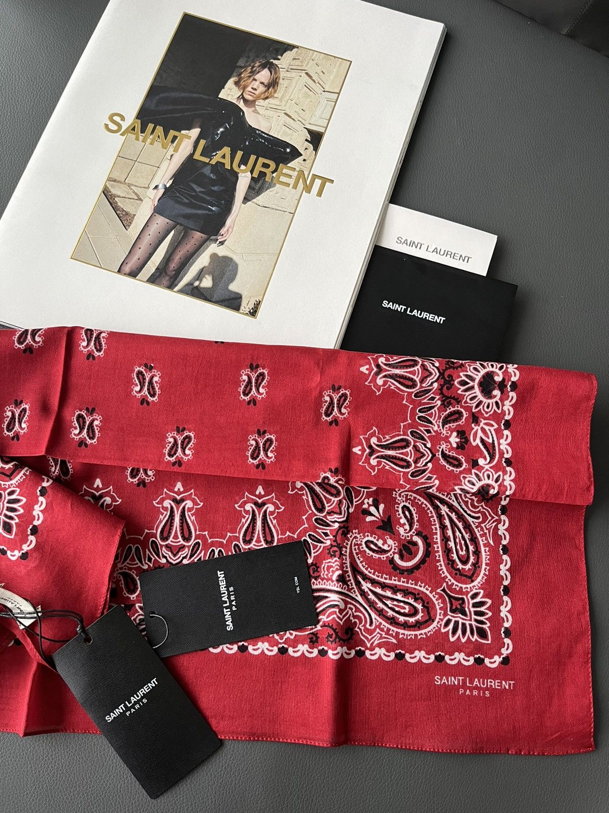 Hedi Slimane × Saint Laurent Paris × Yves Saint Laurent Super Rare Saint Laurent by Hedi Bandanna Scarf Brand New Size ONE SIZE - 14 Thumbnail