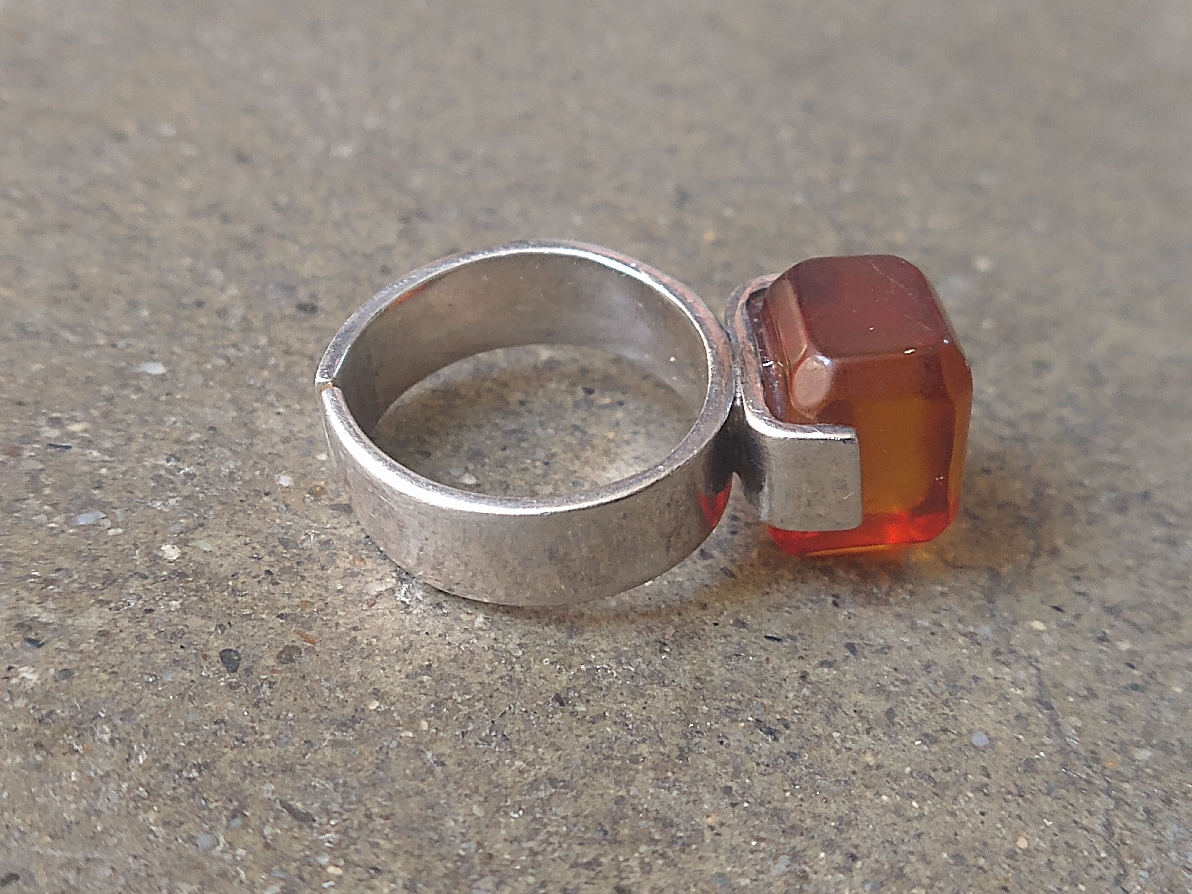Jewelry × Vintage Vintage Sterling Silver Ring Size 7.25 Orange Modern Size ONE SIZE - 5 Thumbnail