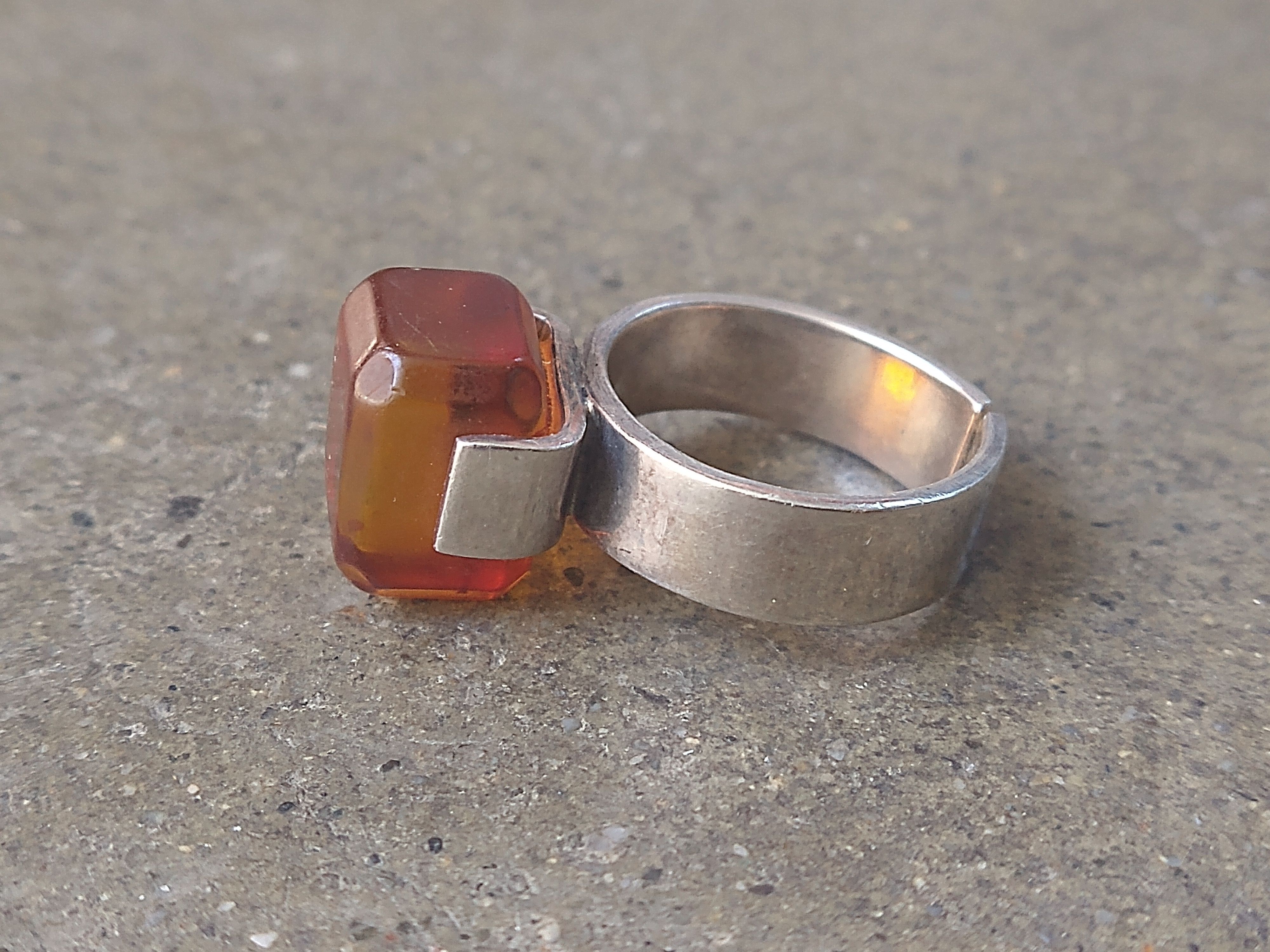 Jewelry × Vintage Vintage Sterling Silver Ring Size 7.25 Orange Modern Size ONE SIZE - 4 Thumbnail
