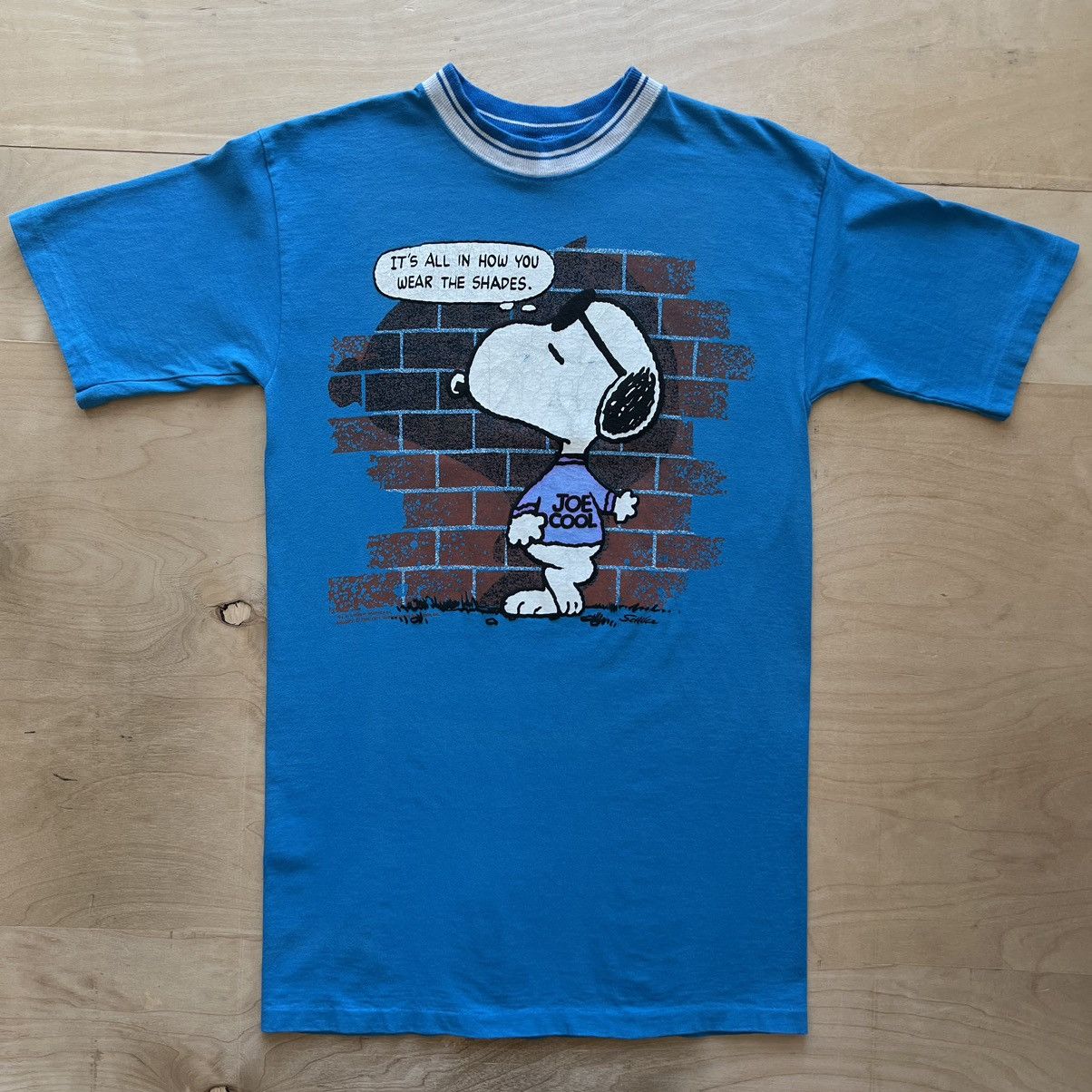 Vintage Vintage Joe Cool Snoopy Shirt Medium Blue 80s Cartoon Promo