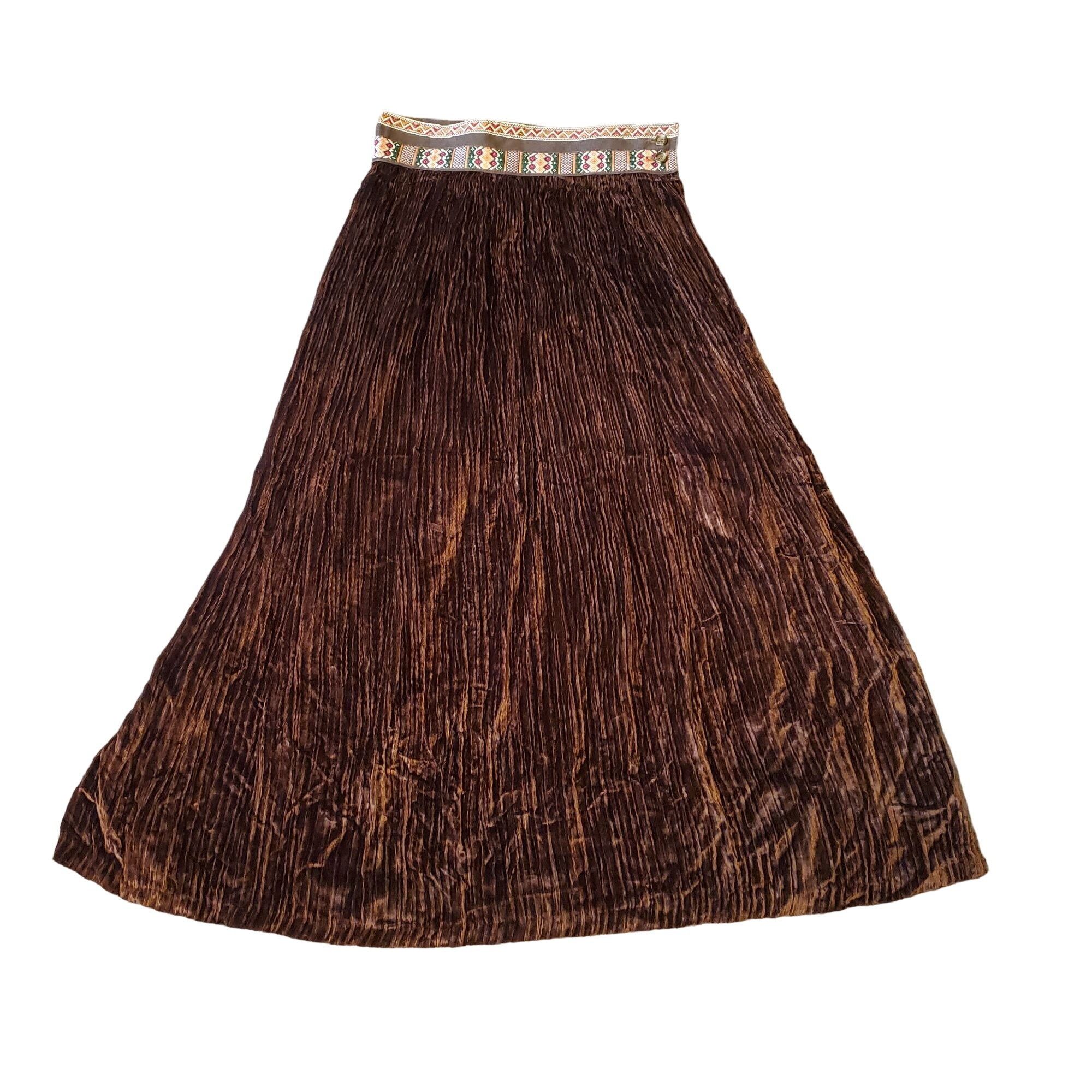 Ventilo 8 10 Brown Maxi Skirt Modest La Colline Rayon Made i