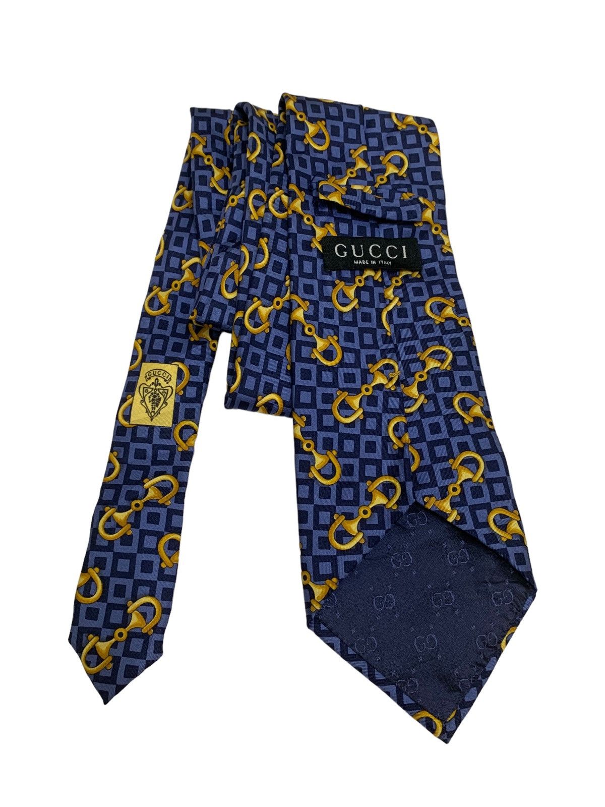 Gucci Vintage Gucci Blue Gold Silk Tie Made In Italy Size ONE SIZE - 2 Thumbnail