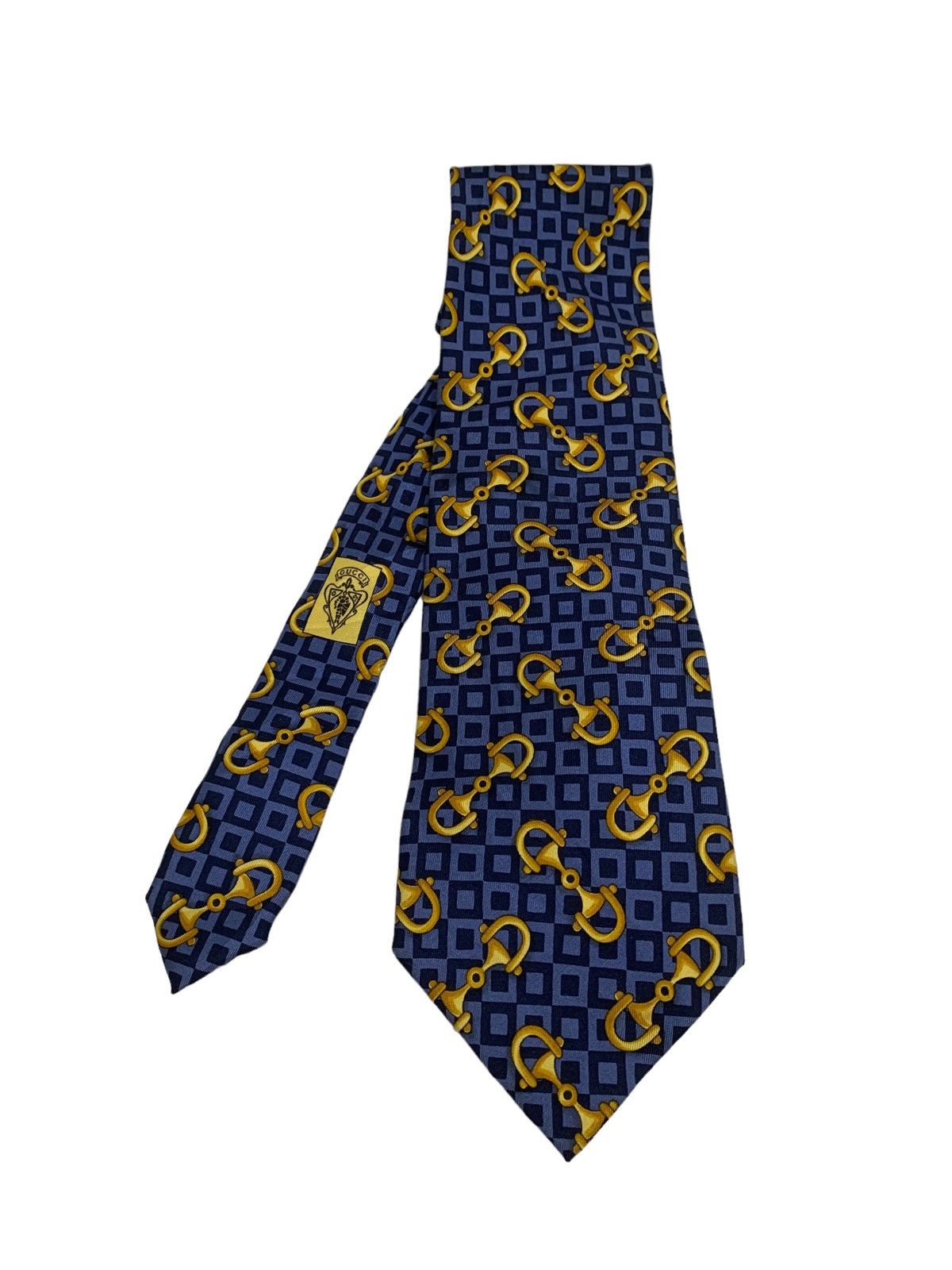 Gucci Vintage Gucci Blue Gold Silk Tie Made In Italy Size ONE SIZE - 1 Thumbnail
