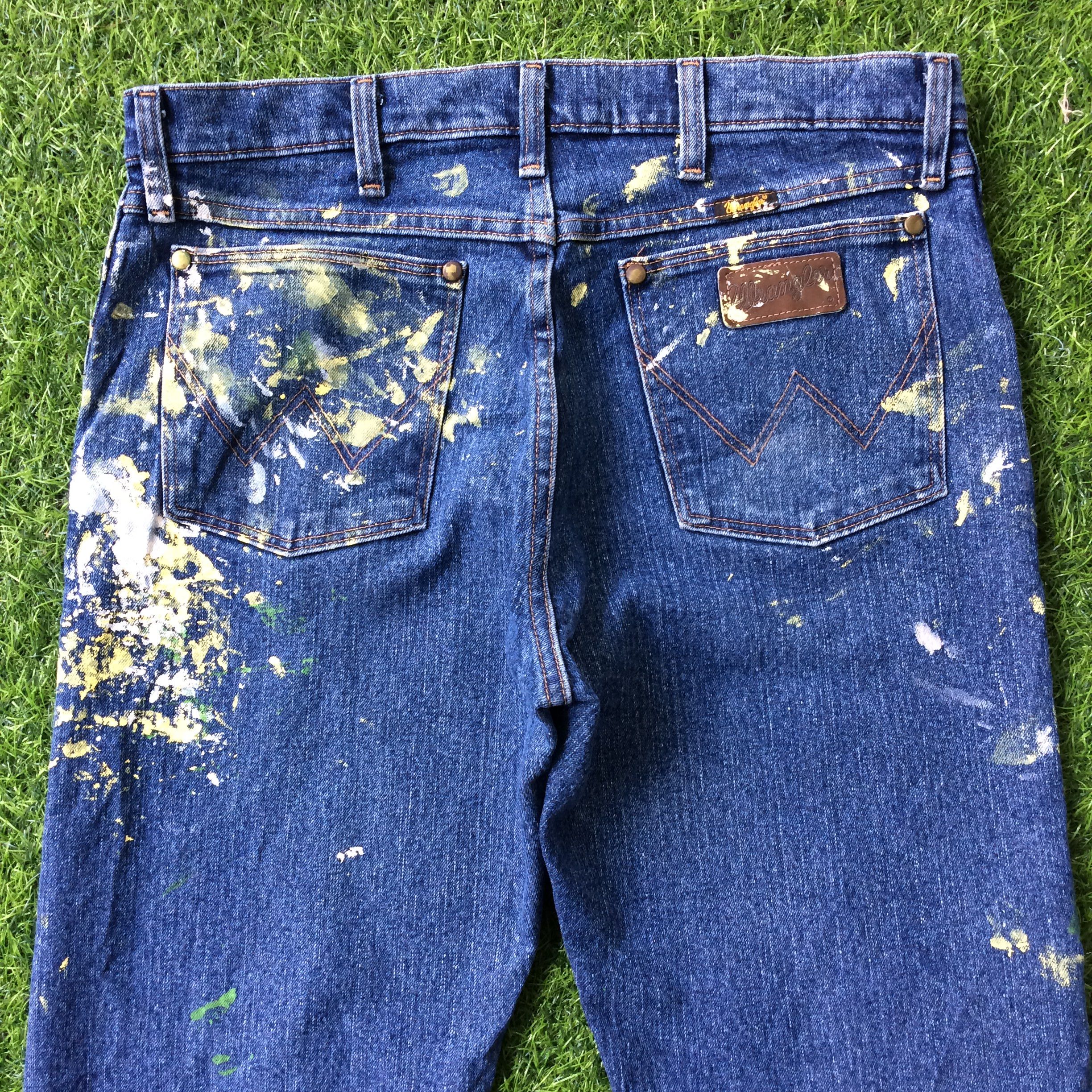 Unsound Rags Wrangler Western Distressed Paint Splatter Jeans #B-510 Size US 34 / EU 50 - 10 Thumbnail