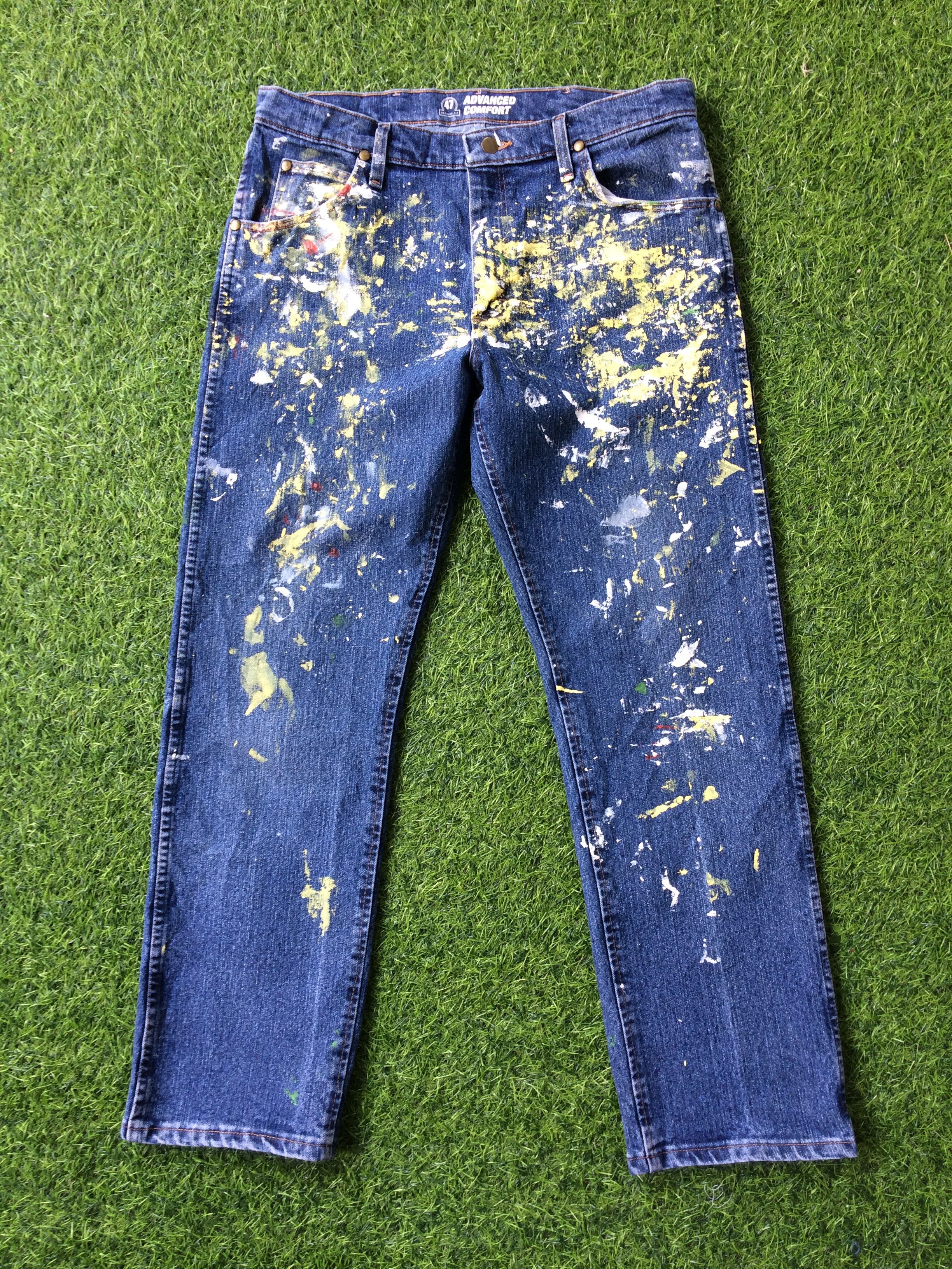 Unsound Rags Wrangler Western Distressed Paint Splatter Jeans #B-510 Size US 34 / EU 50 - 1 Thumbnail