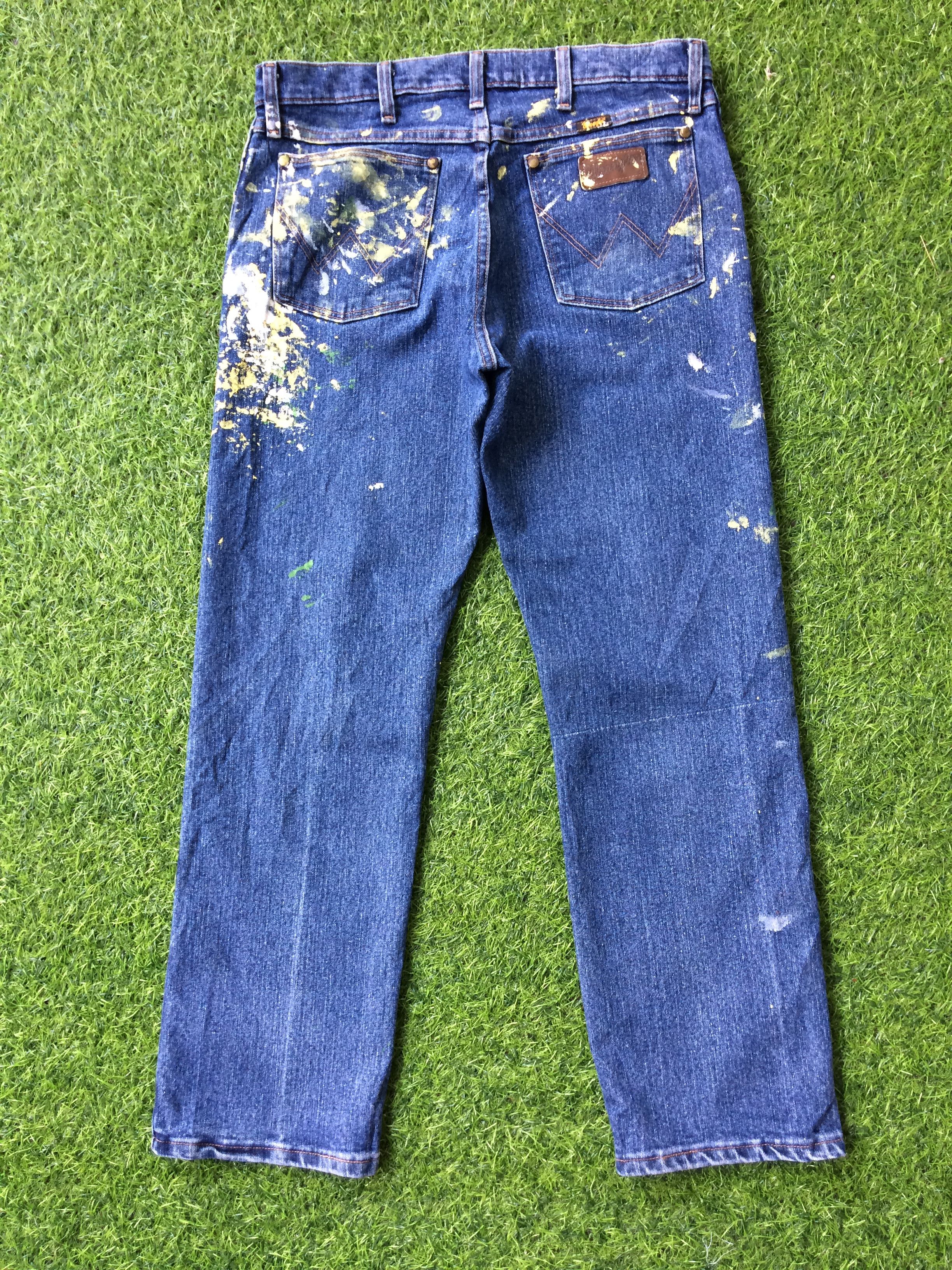Unsound Rags Wrangler Western Distressed Paint Splatter Jeans #B-510 Size US 34 / EU 50 - 2 Thumbnail