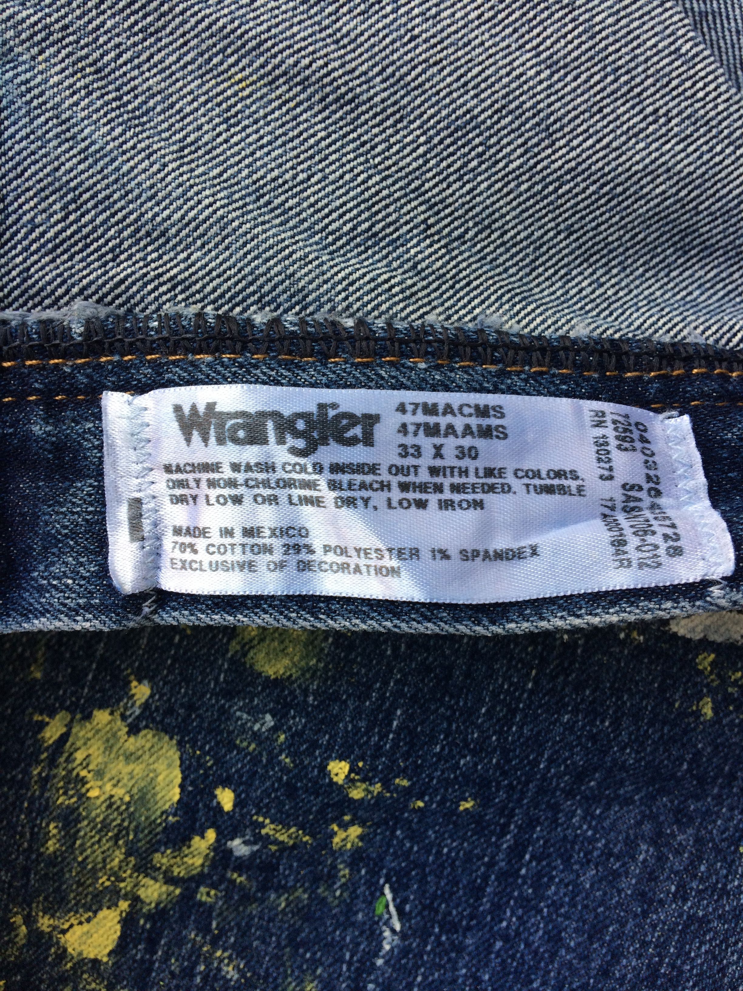 Unsound Rags Wrangler Western Distressed Paint Splatter Jeans #B-510 Size US 34 / EU 50 - 13 Thumbnail