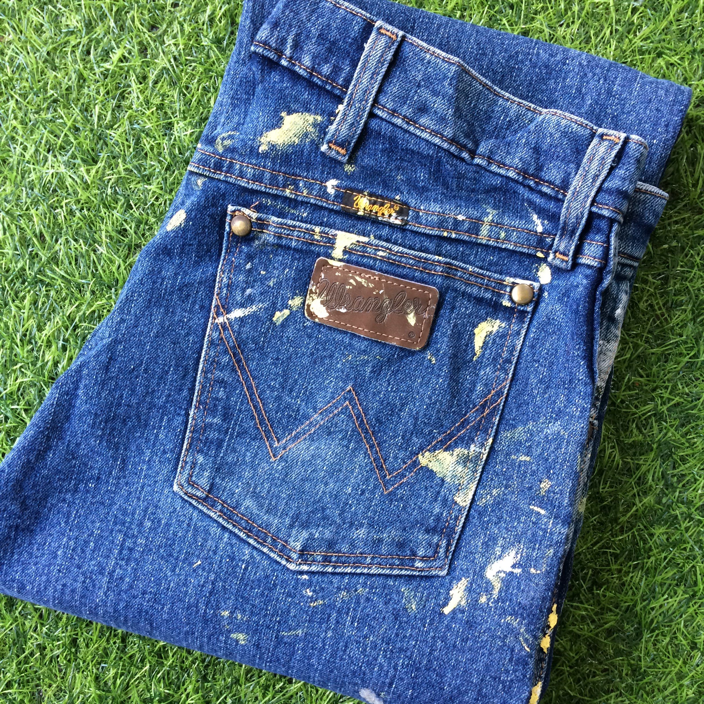 Unsound Rags Wrangler Western Distressed Paint Splatter Jeans #B-510 Size US 34 / EU 50 - 11 Thumbnail