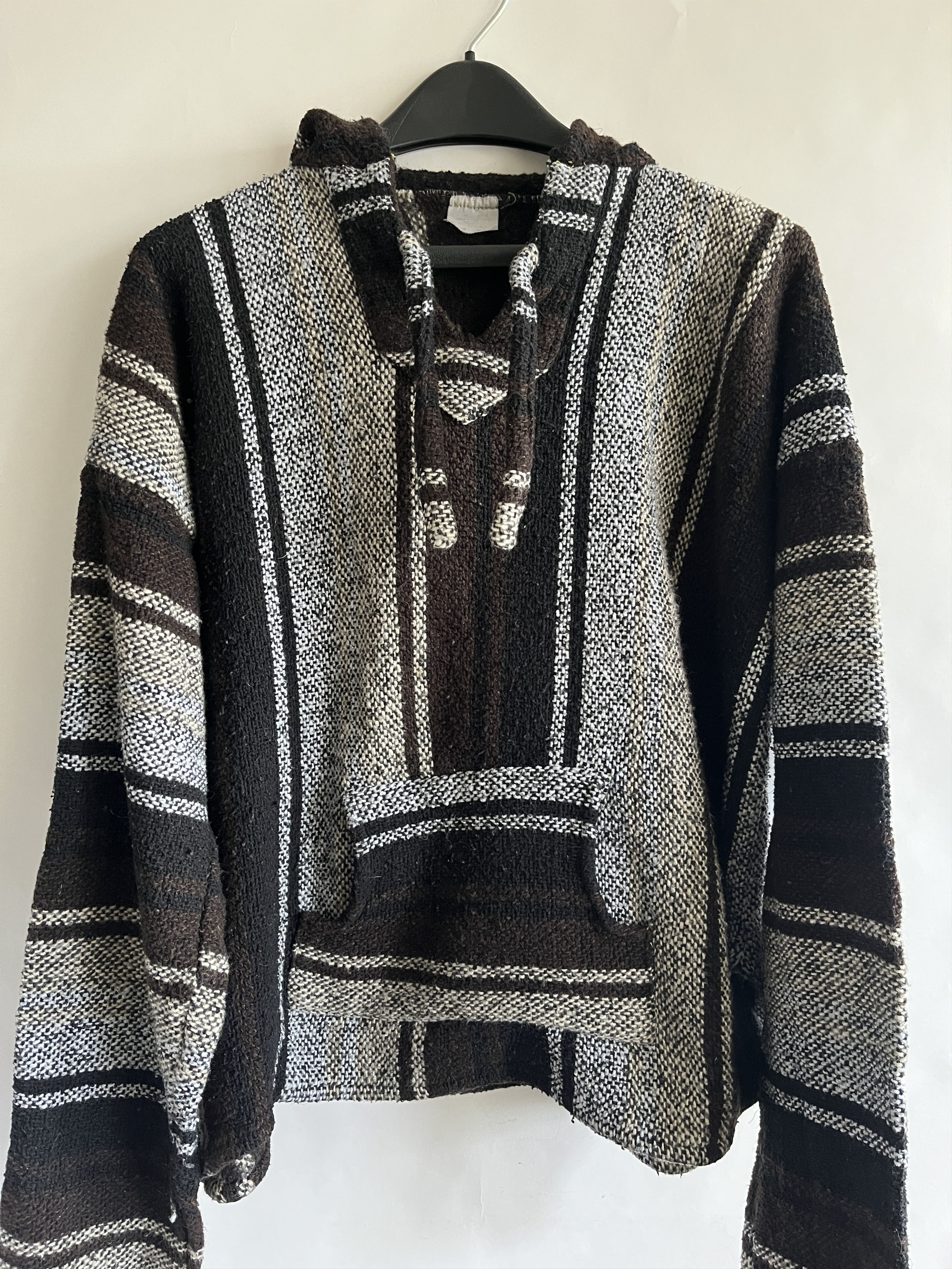 Vintage Vintage striped 80s 90s Mexican poncho woven hoodie Size US M / EU 48-50 / 2 - 1 Thumbnail
