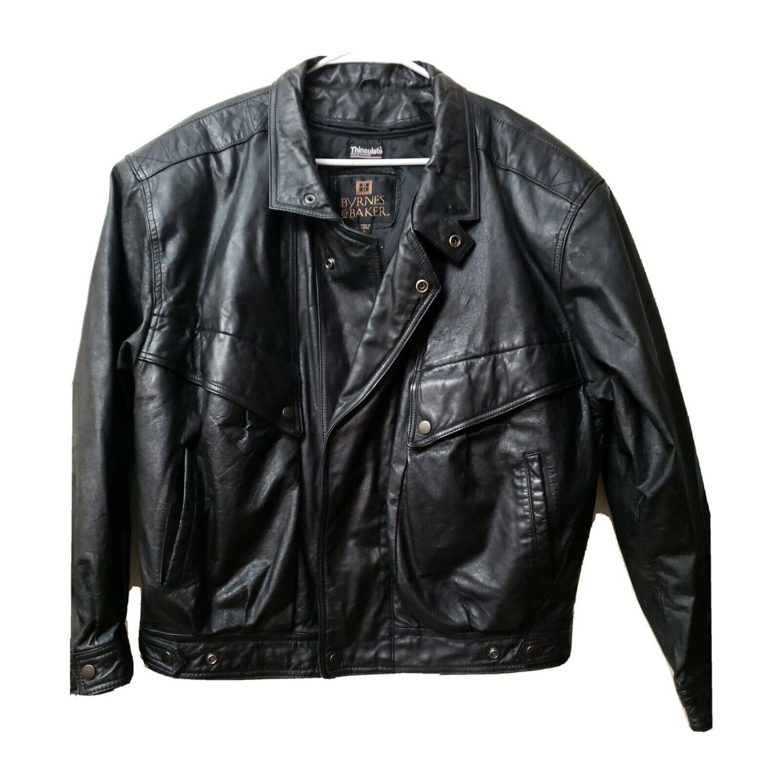 Byrnes & Baker VTG Leather Motorcycle 90s Thinsulate Biker L