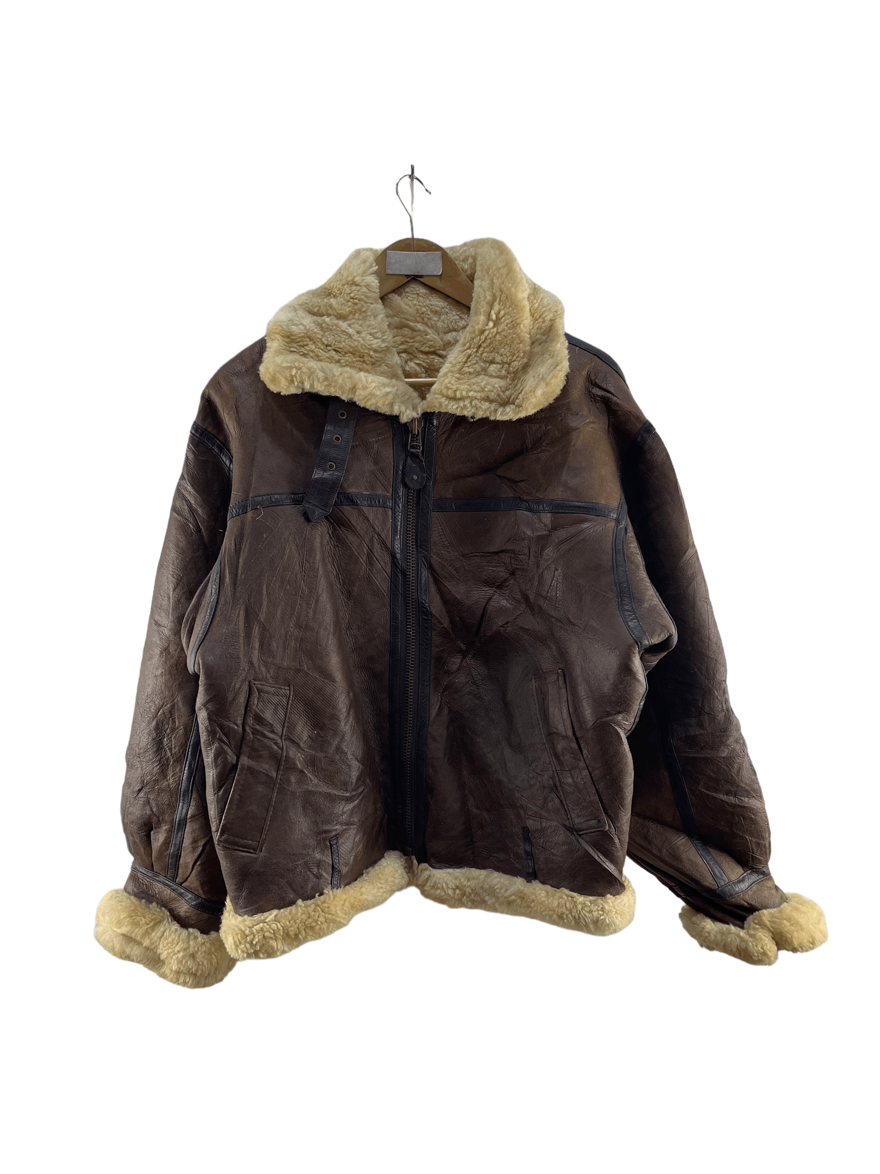 image of Vintage Bugle Boy Usa Leather Jacket in Brown, Men's (Size Medium)
