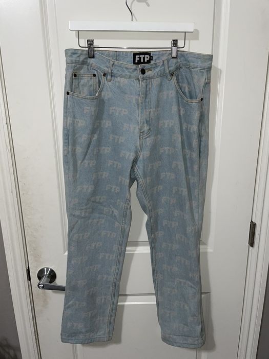 Fuck The Population FTP All Over Denim Jean Pants - Size 34 - READ