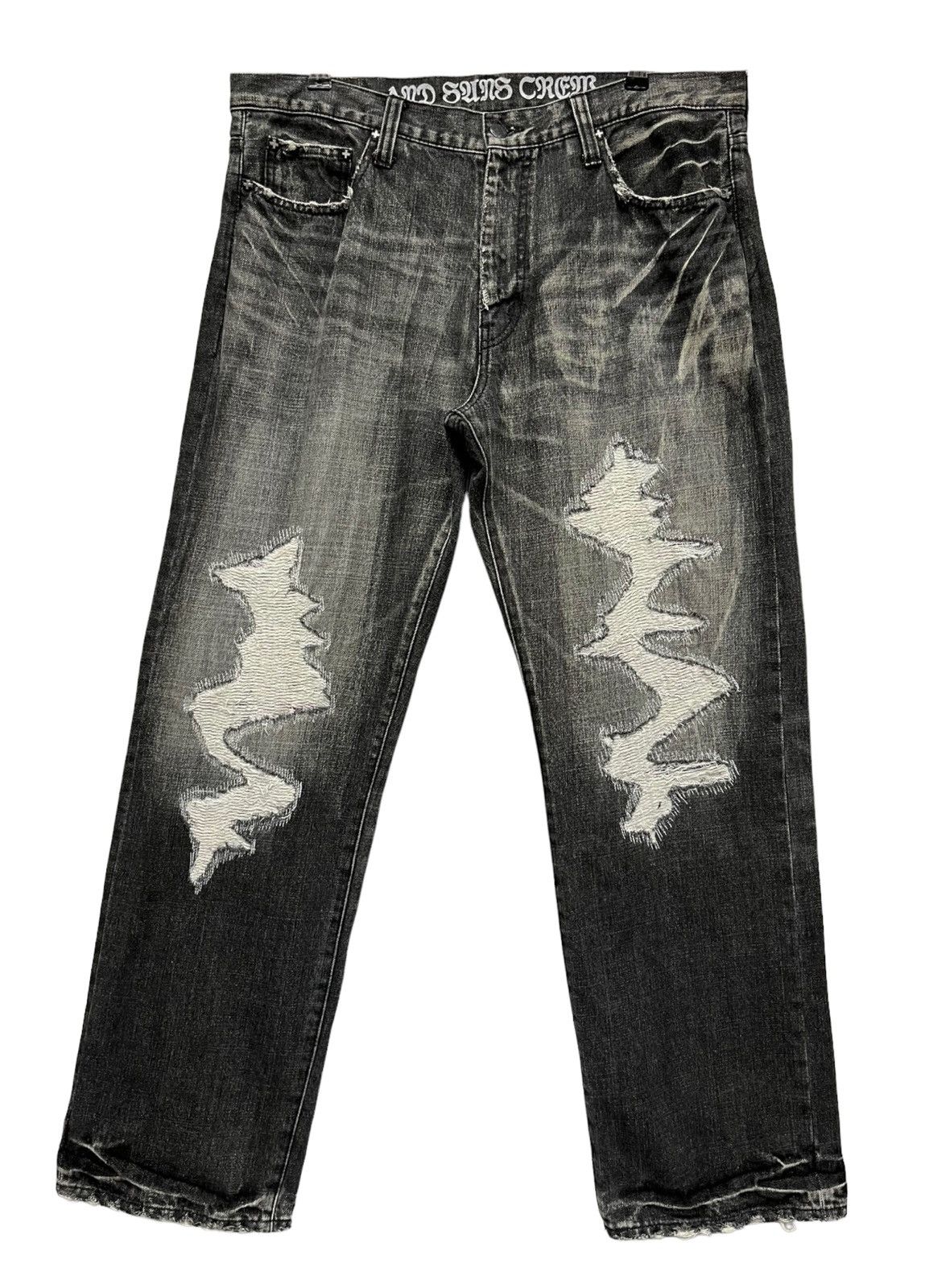 ANDSUNS 💥ANDSUNS TOKYOISM Baggy Art Distressed Denim Made in JAPAN Size US 35 - 1 Thumbnail