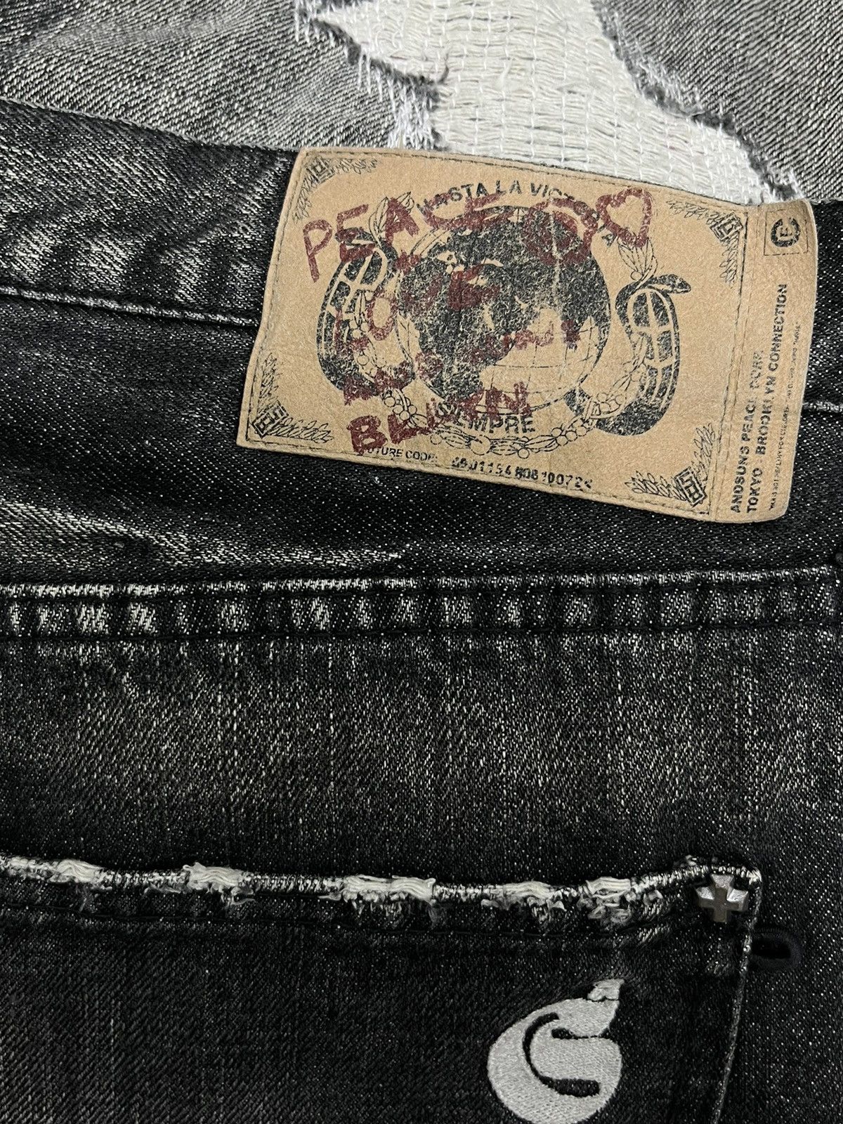 ANDSUNS 💥ANDSUNS TOKYOISM Baggy Art Distressed Denim Made in JAPAN Size US 35 - 16 Thumbnail