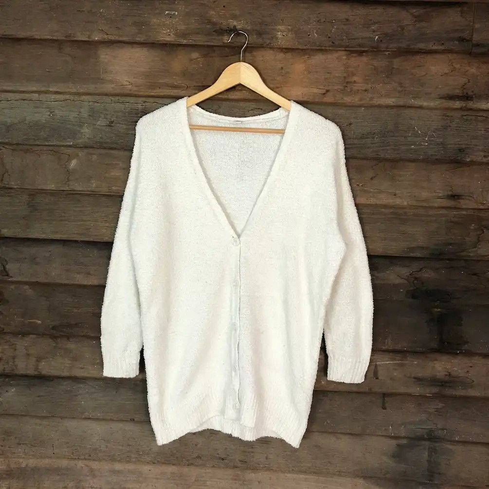 Homespun Knitwear × Japanese Brand Uniqlo White Shag Shaggy Fur Mohair Cardigan #701 Size M / US 6-8 / IT 42-44 - 1 Thumbnail
