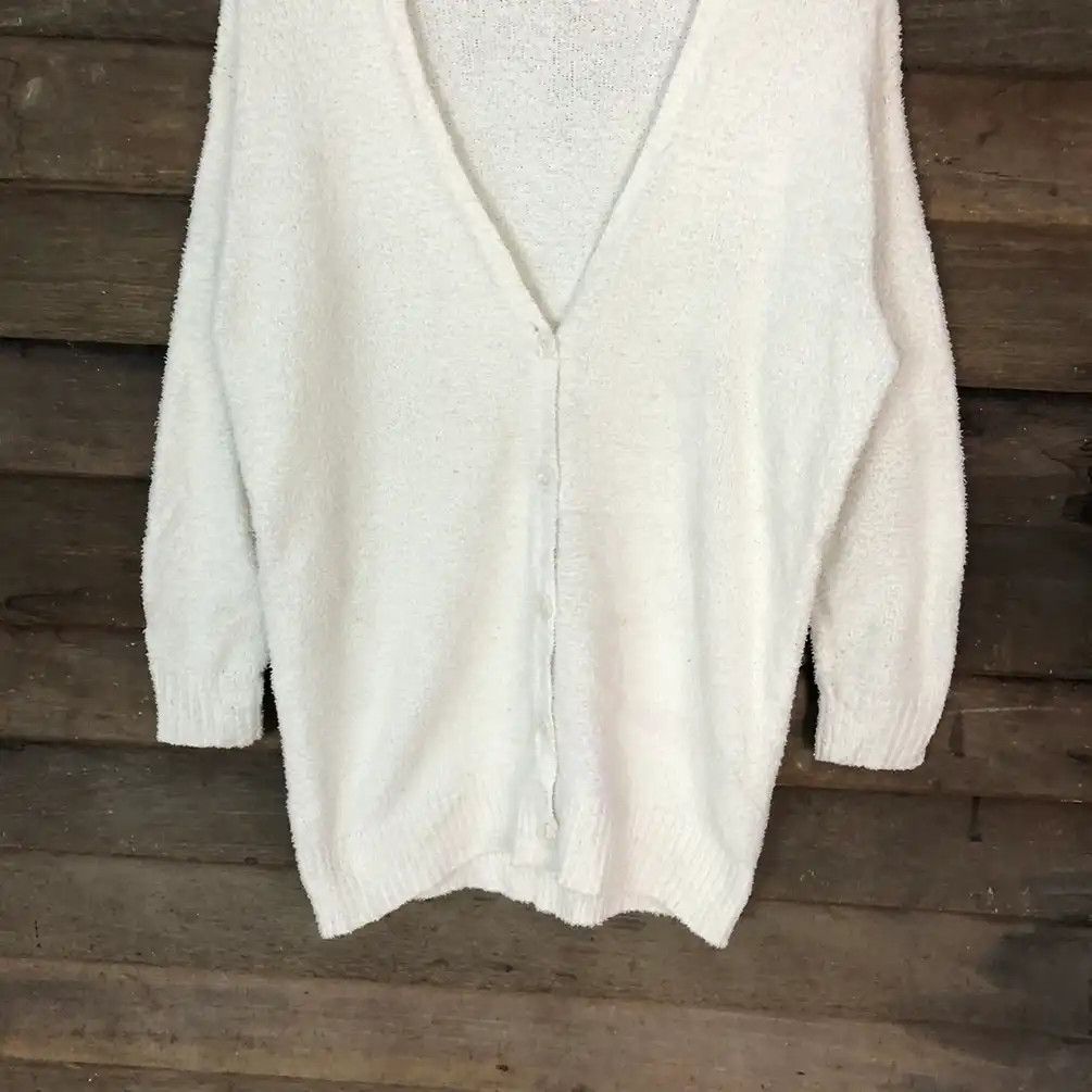 Homespun Knitwear × Japanese Brand Uniqlo White Shag Shaggy Fur Mohair Cardigan #701 Size M / US 6-8 / IT 42-44 - 3 Thumbnail