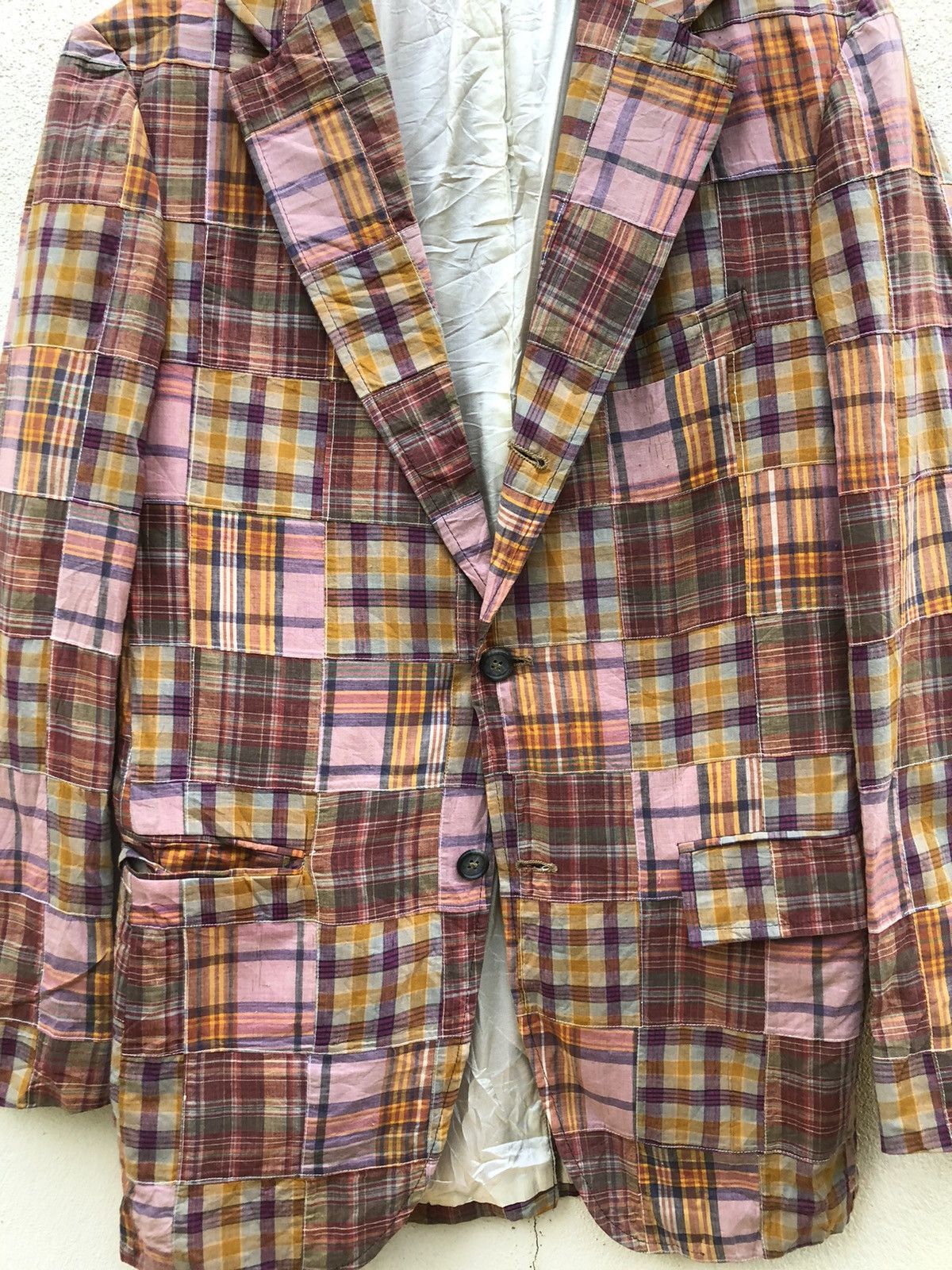 Designer VINTAGE Don Robbie MADRAS Patch Casual Coat Size 36R - 2 Thumbnail