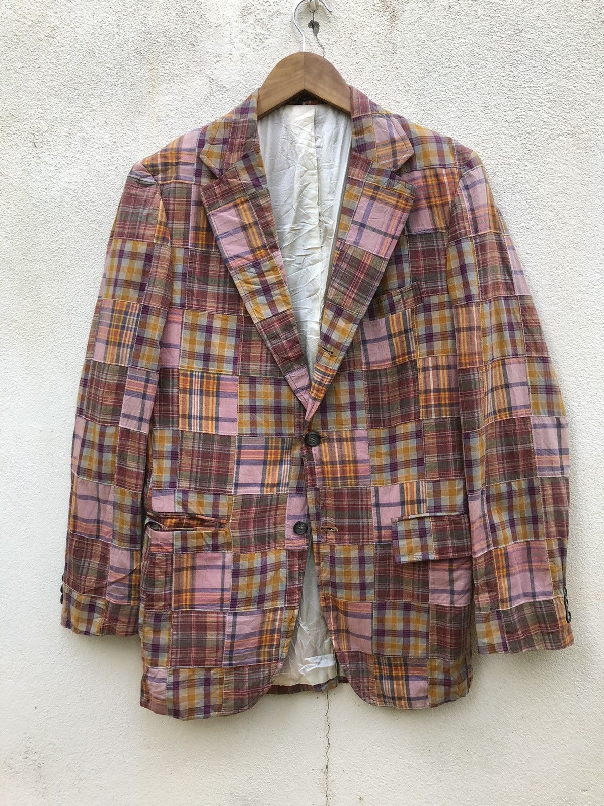 Designer VINTAGE Don Robbie MADRAS Patch Casual Coat Size 36R - 1 Thumbnail