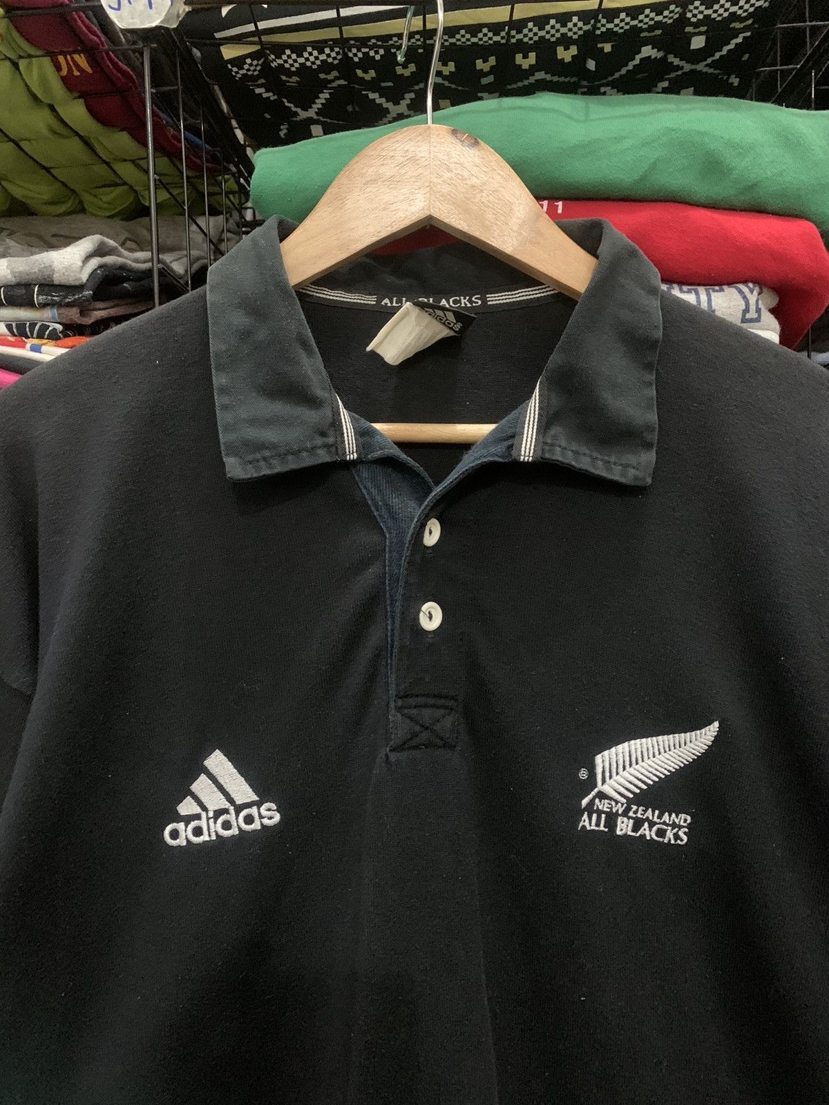 Adidas Vintage Y2K Adidas x NZ All Black polo shirt Size US L / EU 52-54 / 3 - 2 Thumbnail