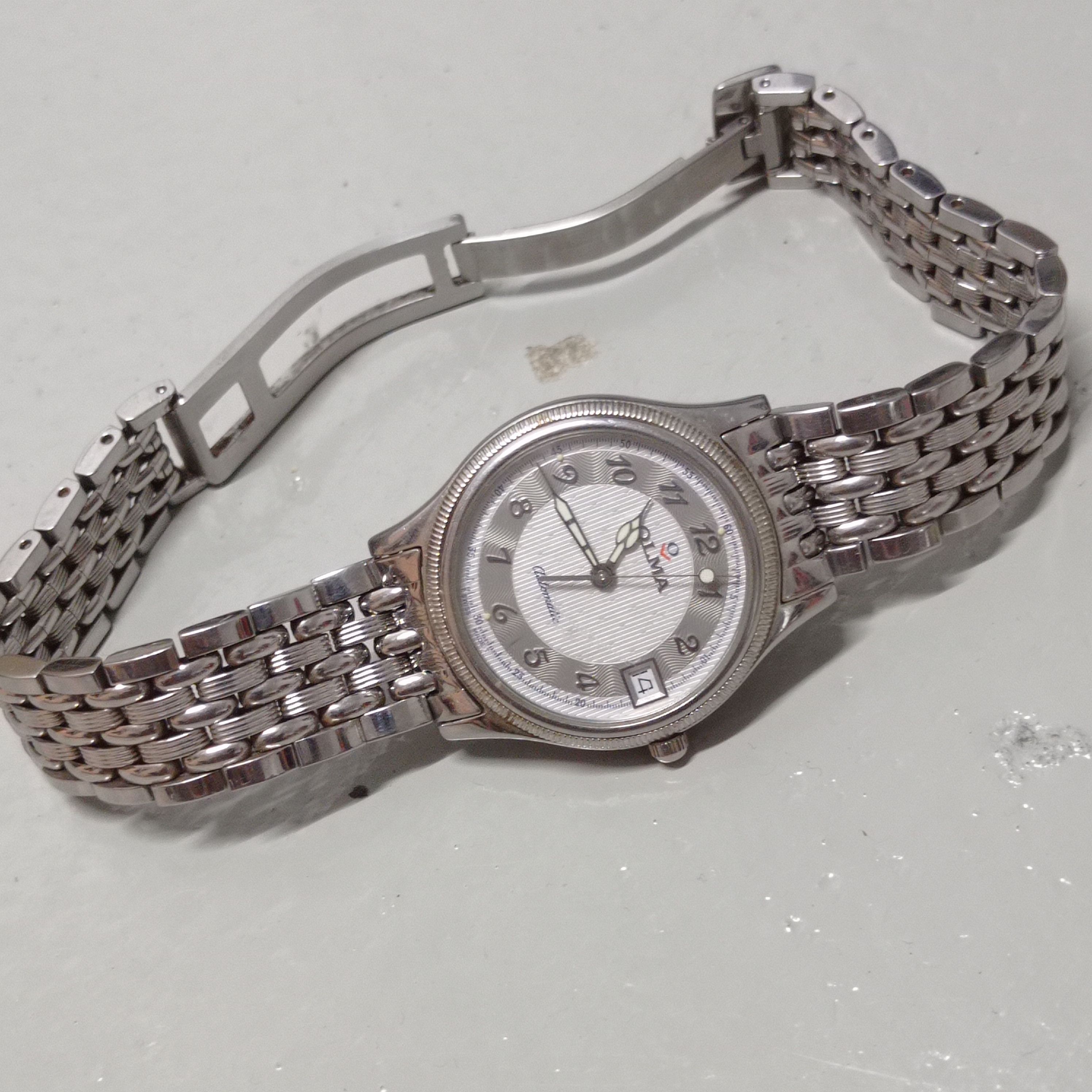 image of Vintage Luxury Automatic Watch By "olma" Swiss 25 Jewels in Silver, Men's