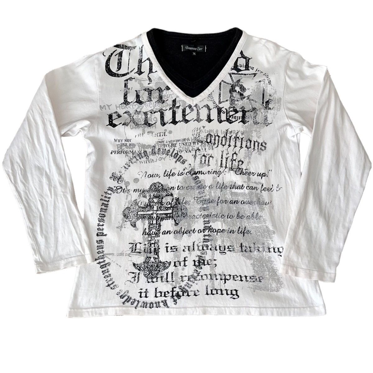 Japanese Brand VINTAGE BEAUMONT CARR POEM PRINT TRINITY CROSS Size US XS / EU 42 / 0 - 1 Thumbnail