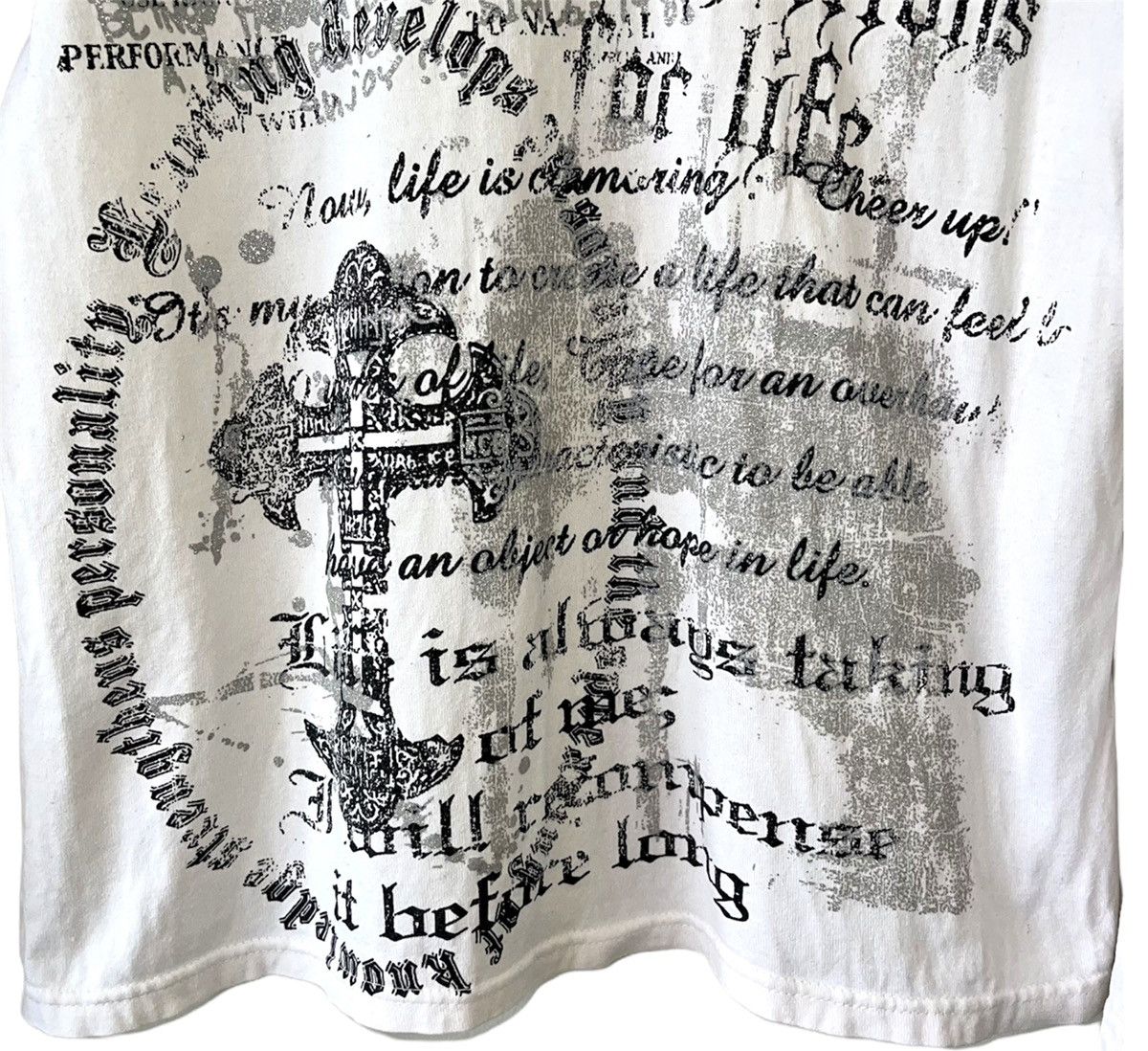 Japanese Brand VINTAGE BEAUMONT CARR POEM PRINT TRINITY CROSS Size US XS / EU 42 / 0 - 4 Thumbnail
