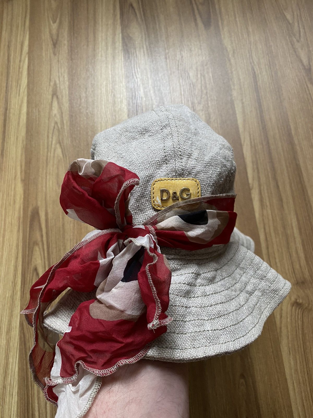 Dolce & Gabbana Dolce & Gabbana Logo Bucket Hat Flax Silk Scarf Size ONE SIZE - 3 Thumbnail
