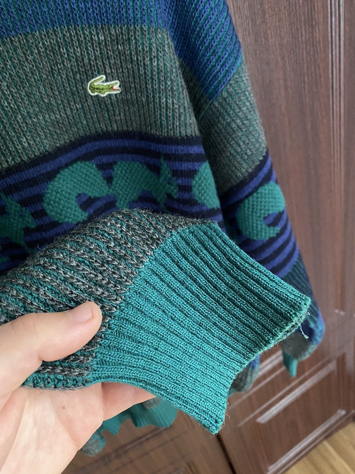 Lacoste Vintage 90s Lacoste Chemise Chunky Knit Wool Sweater Coogi Size US L / EU 52-54 / 3 - 4 Thumbnail