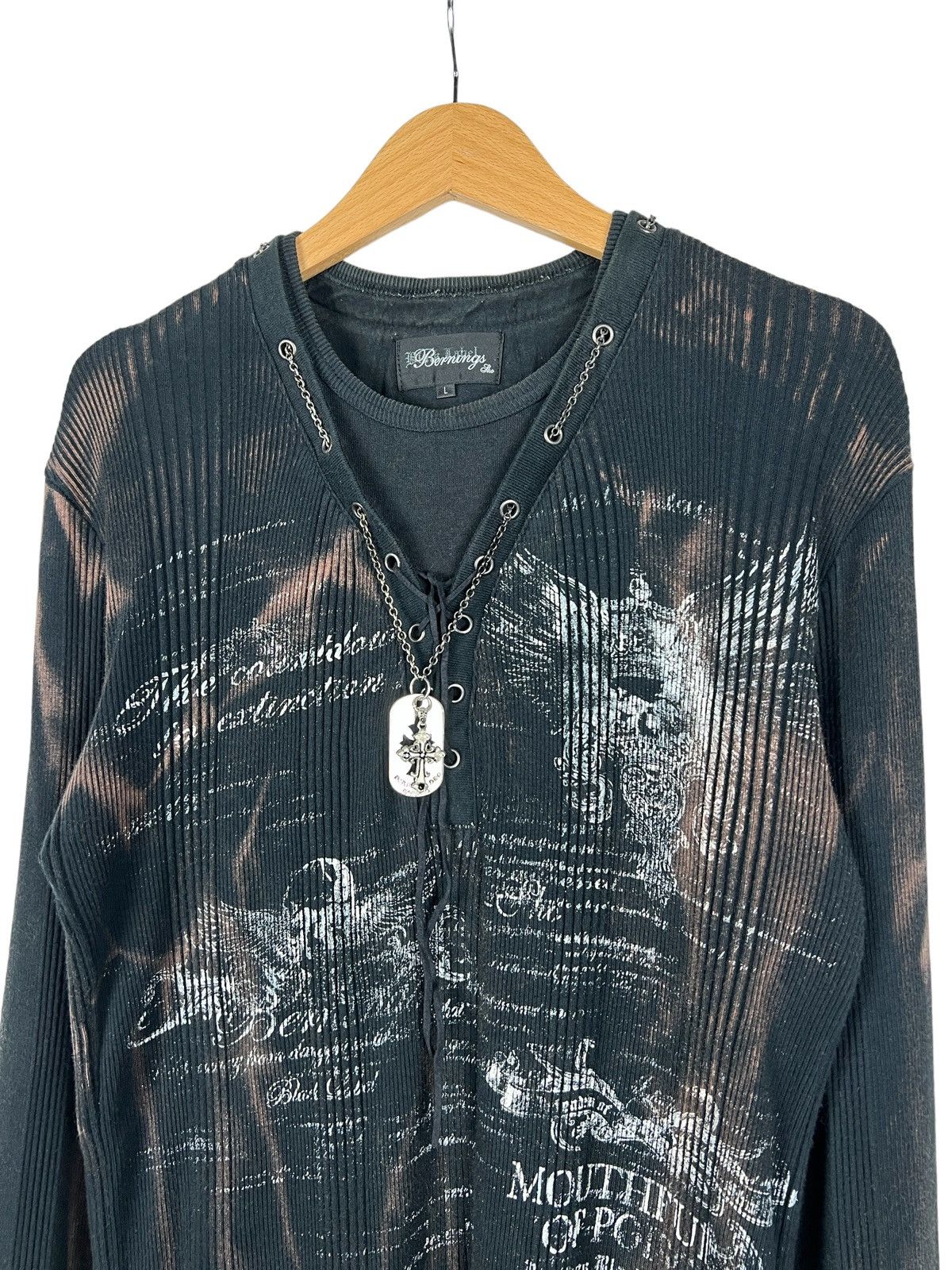 BERNINGS SHO Bernings Sho 🇯🇵 Acid Wash Cross Necklace Shirt Size US M / EU 48-50 / 2 - 5 Thumbnail